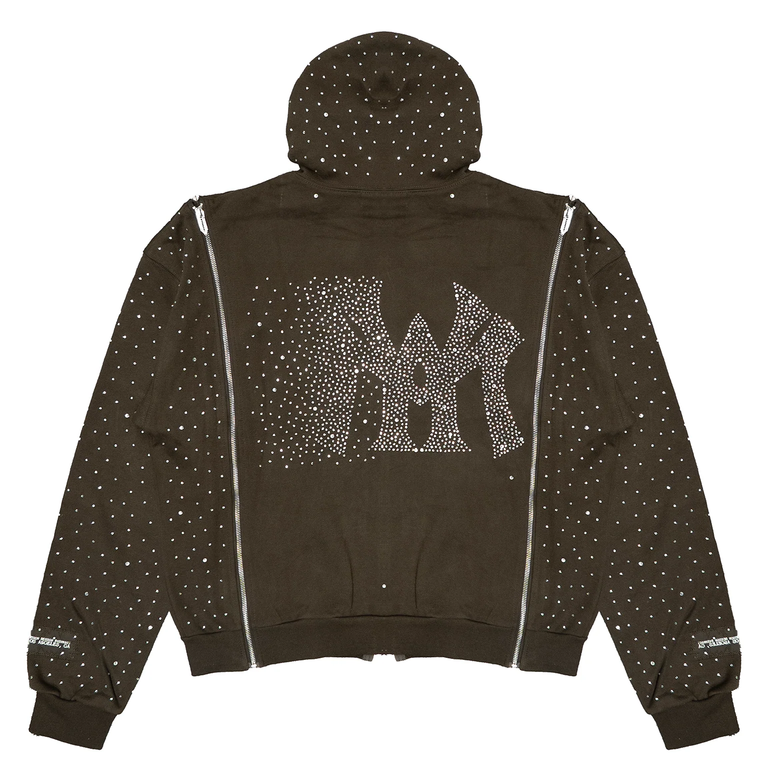 CRYSTAL TRIPLE ZIP HOODIE (MOCHA) - Image 2