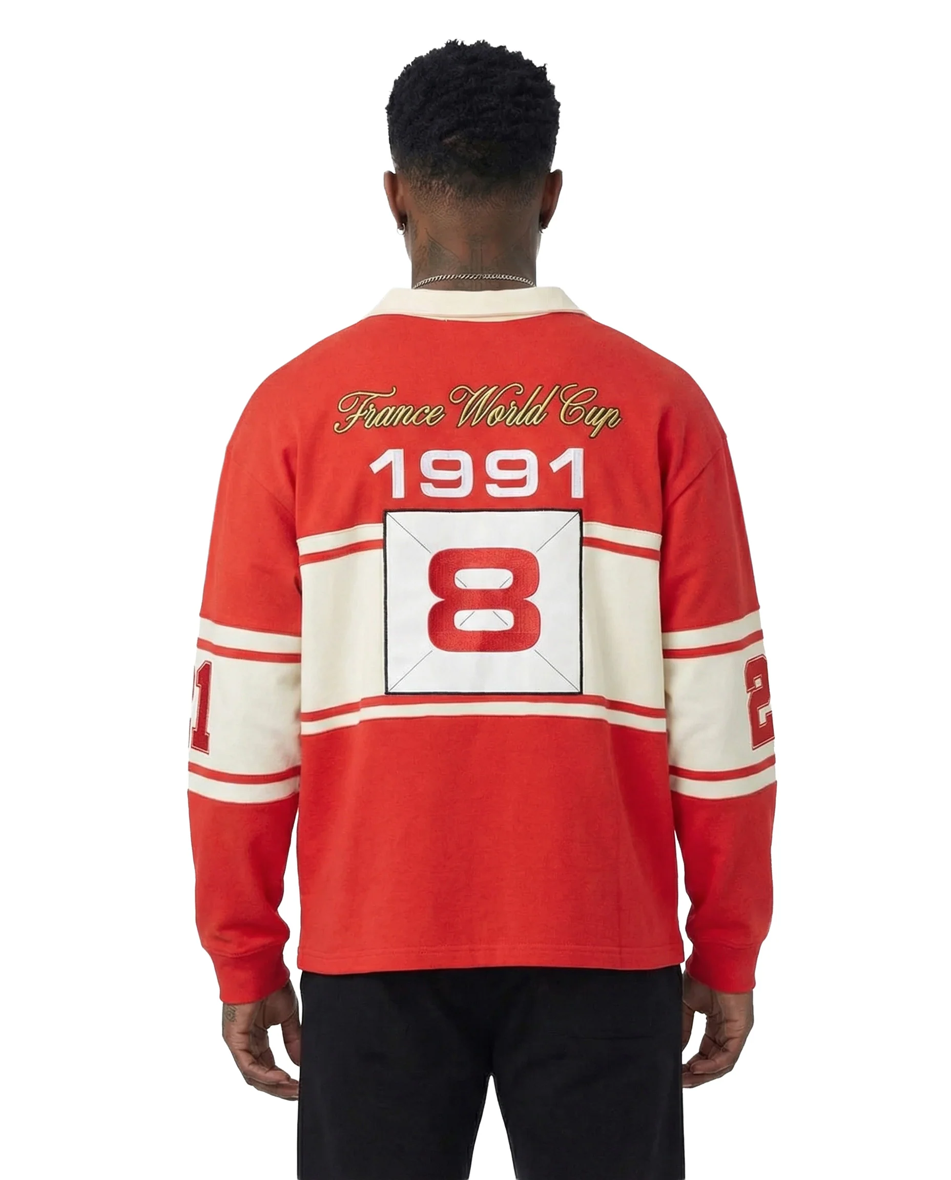 WATSON PEARL RUGBY DIVISION LONG SLEEVE RUGBY POLO (RED) - Image 3