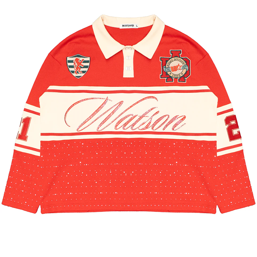 WATSON PEARL RUGBY DIVISION LONG SLEEVE RUGBY POLO (RED) - Image 4