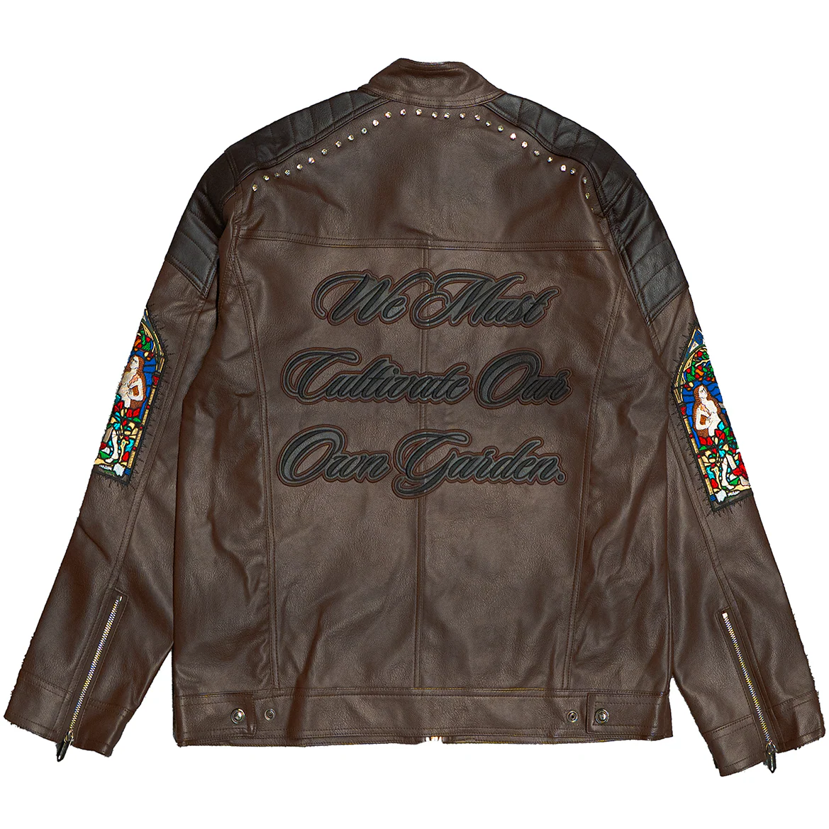 CULTIVATE YOUR GARDEN SUEDE MOTO JACKET (BROWN) - Image 2
