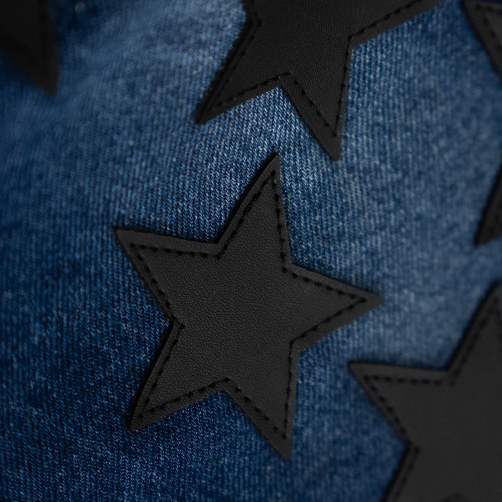 WATSON LEATHER APPLIQUE PATCH SHORTS (BLUE) - Image 5