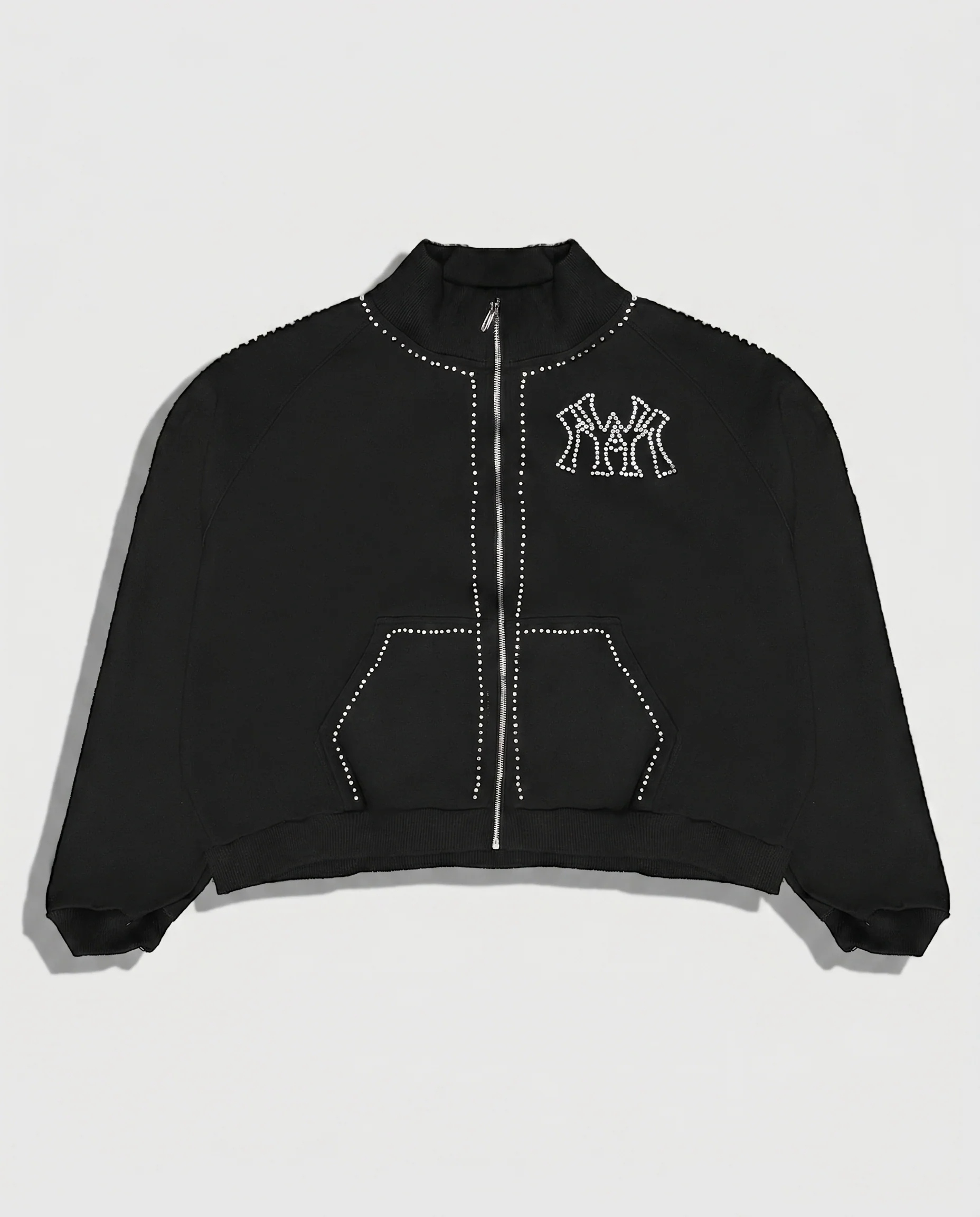 PEARL LINED SWEAT SUIT JACKET (BLACK)
