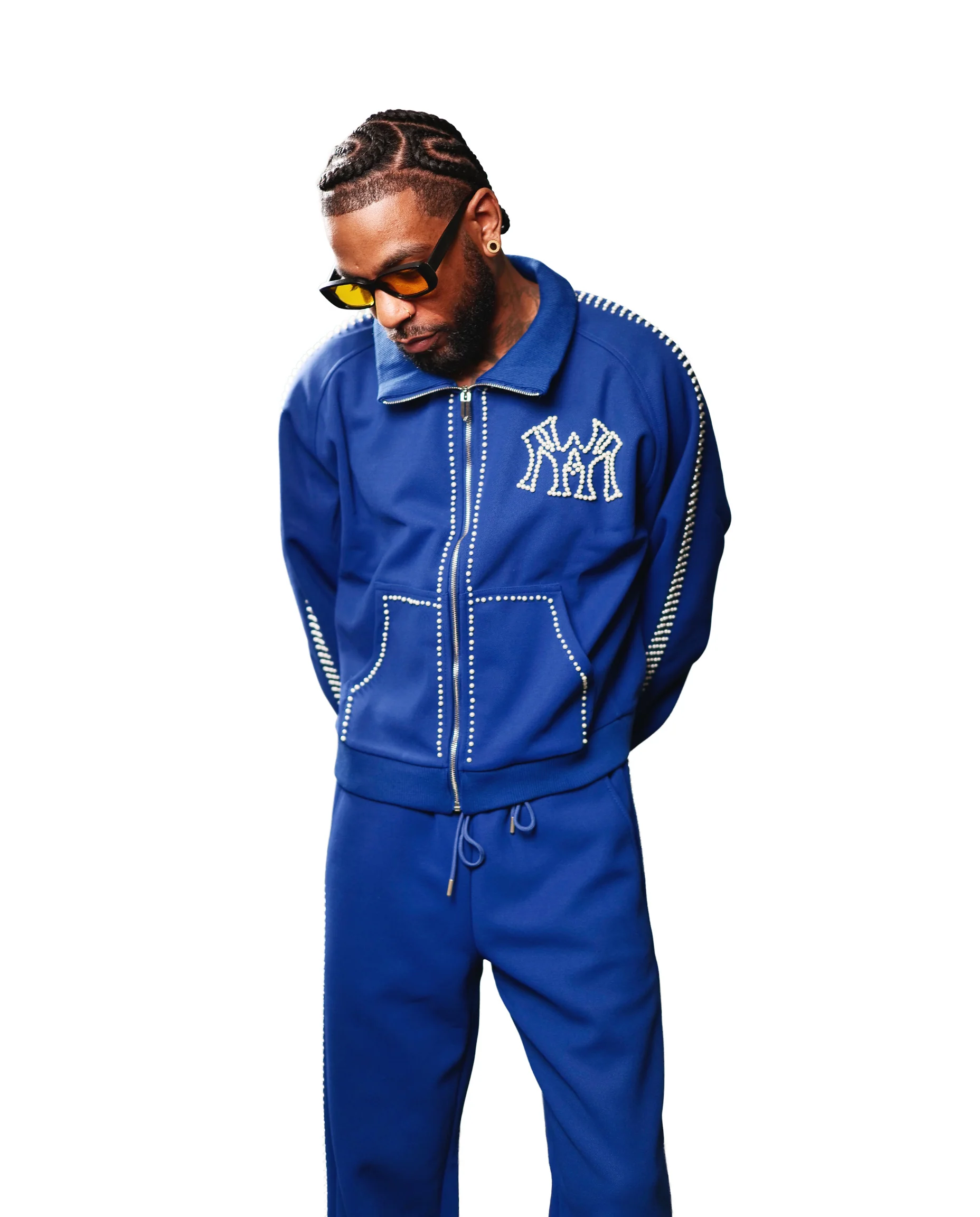 PEARL LINED SWEAT SUIT JACKET (NAVY) - Image 3