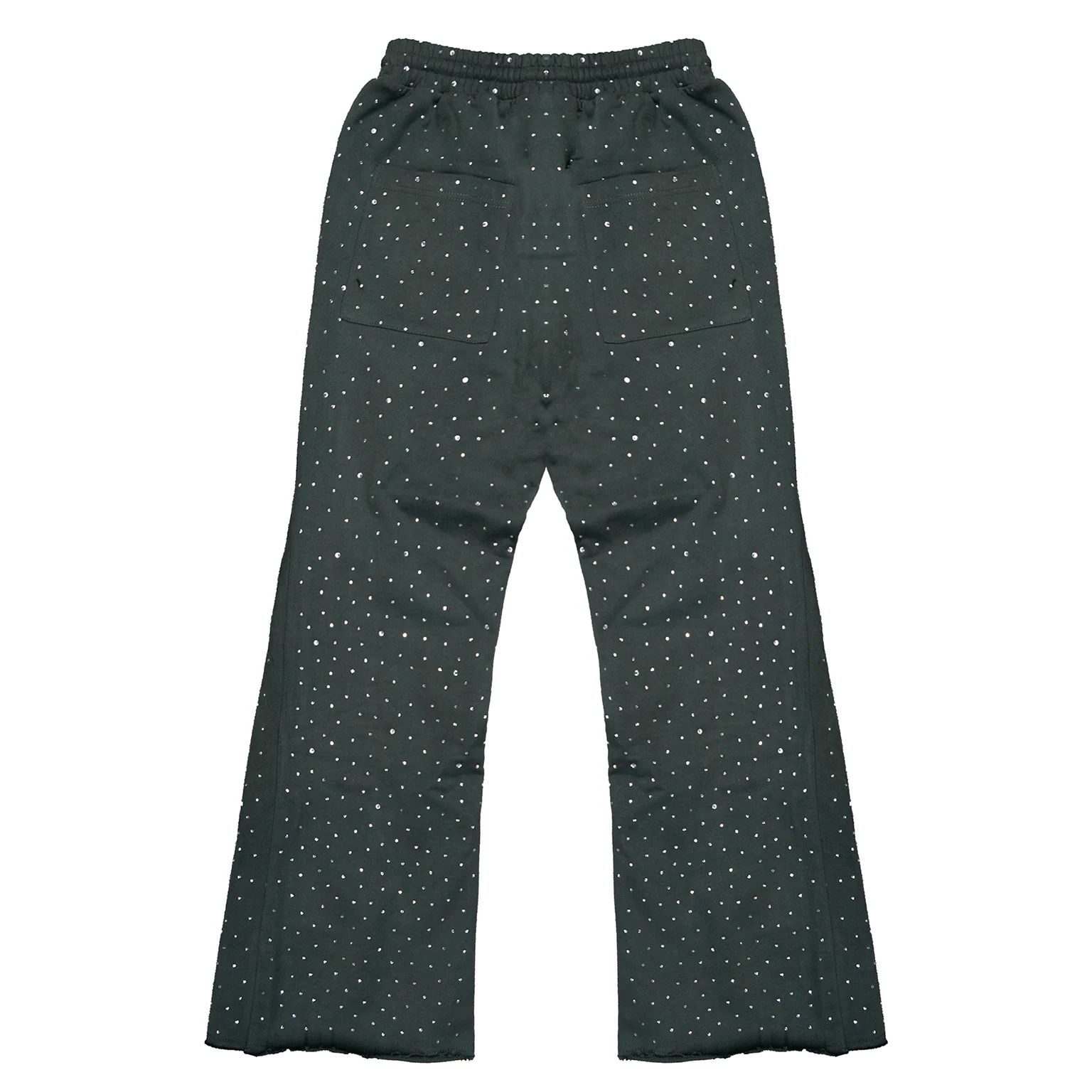 CRYSTAL ZIP FLARE SWEATPANTS (CHARCOAL) - Image 2