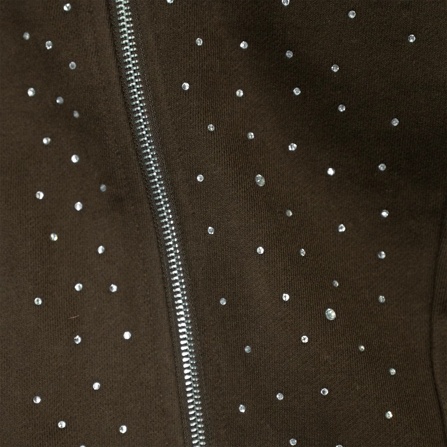 CRYSTAL ZIP FLARE SWEATPANTS (MOCHA) - Image 3