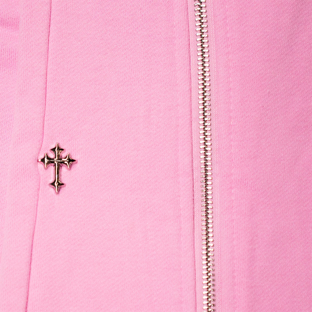 SERENITY ZIP FLARE SWEATPANTS (PINK) - Image 3