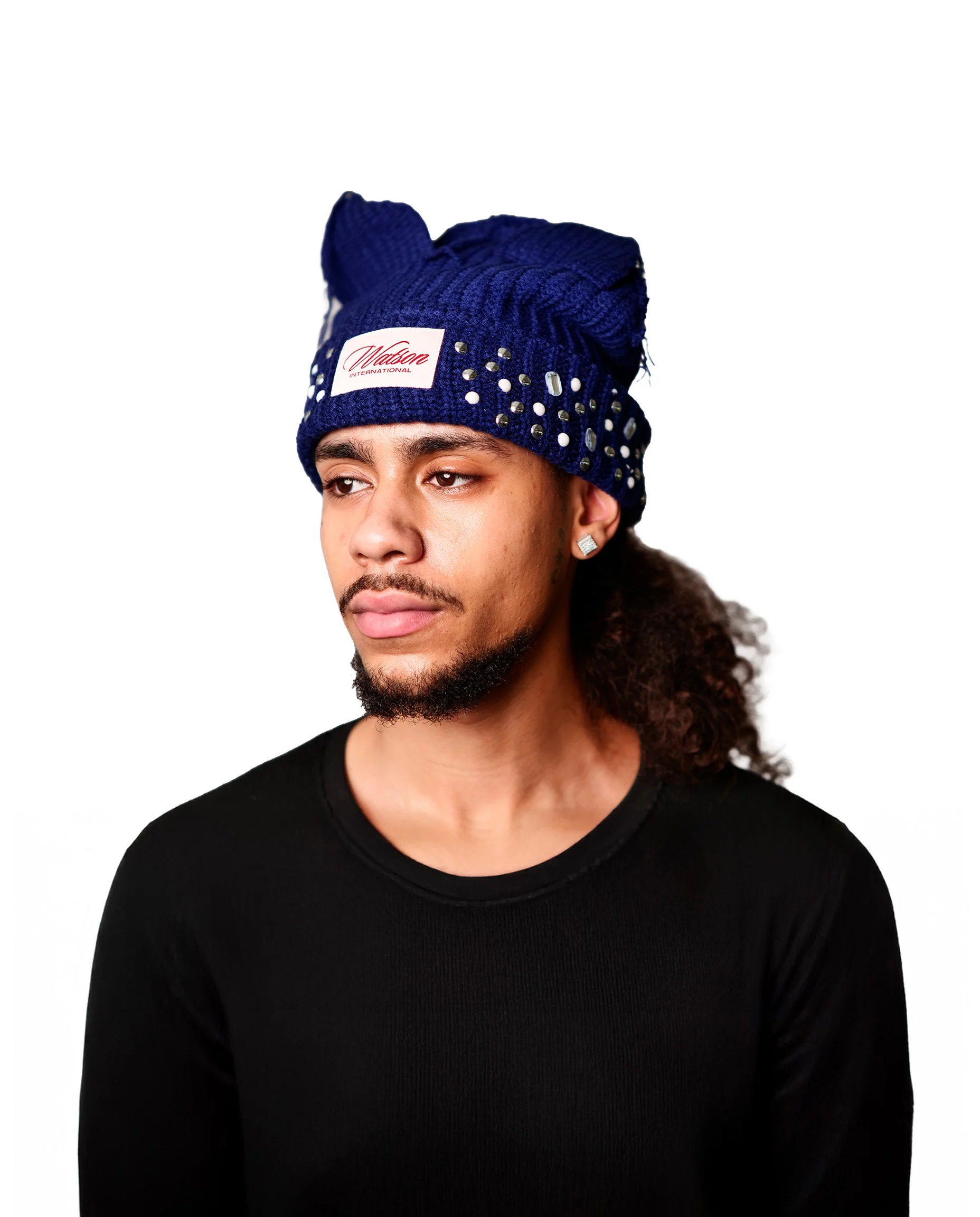 WATSON CAT EARS BEANIE HAT (DARK BLUE) - Image 5