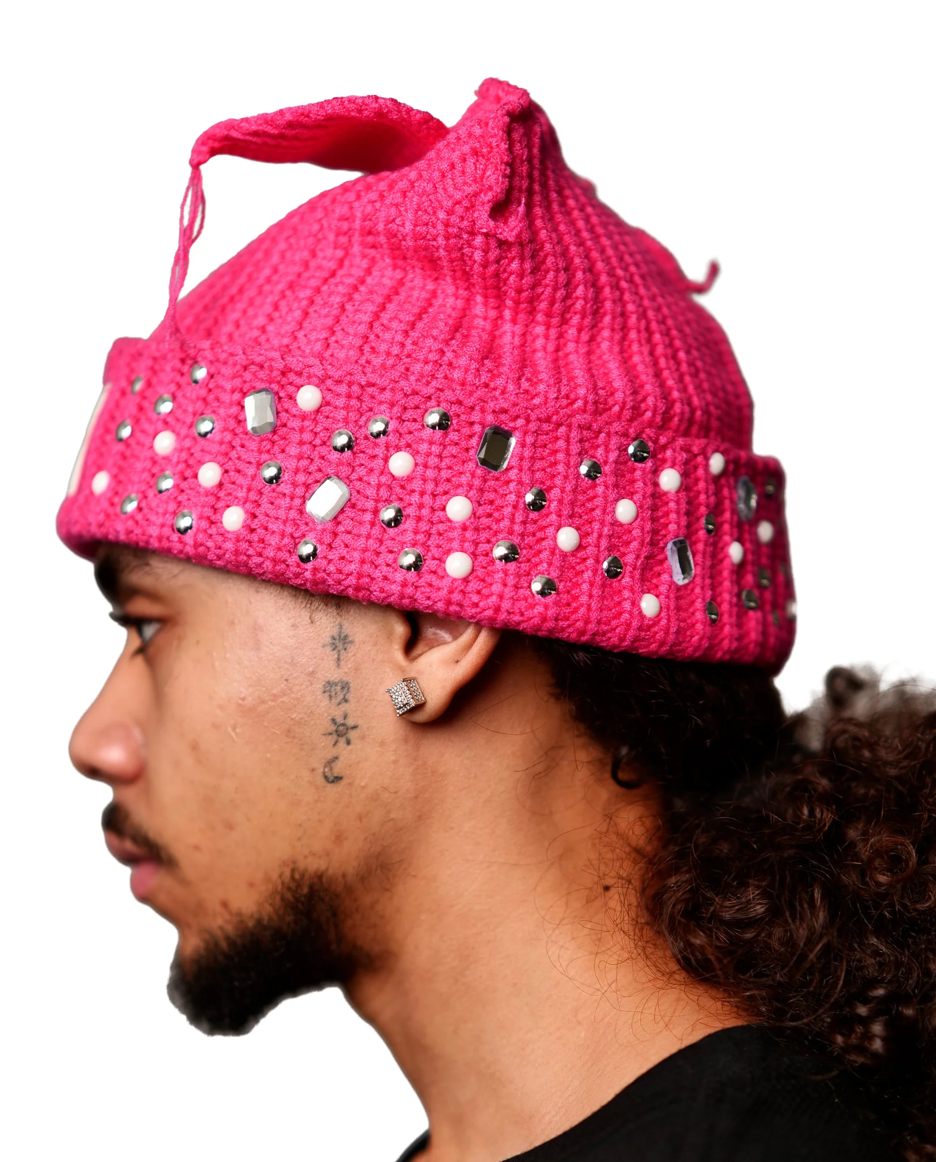 WATSON CAT EARS BEANIE HAT (ROSE RED) - Image 2