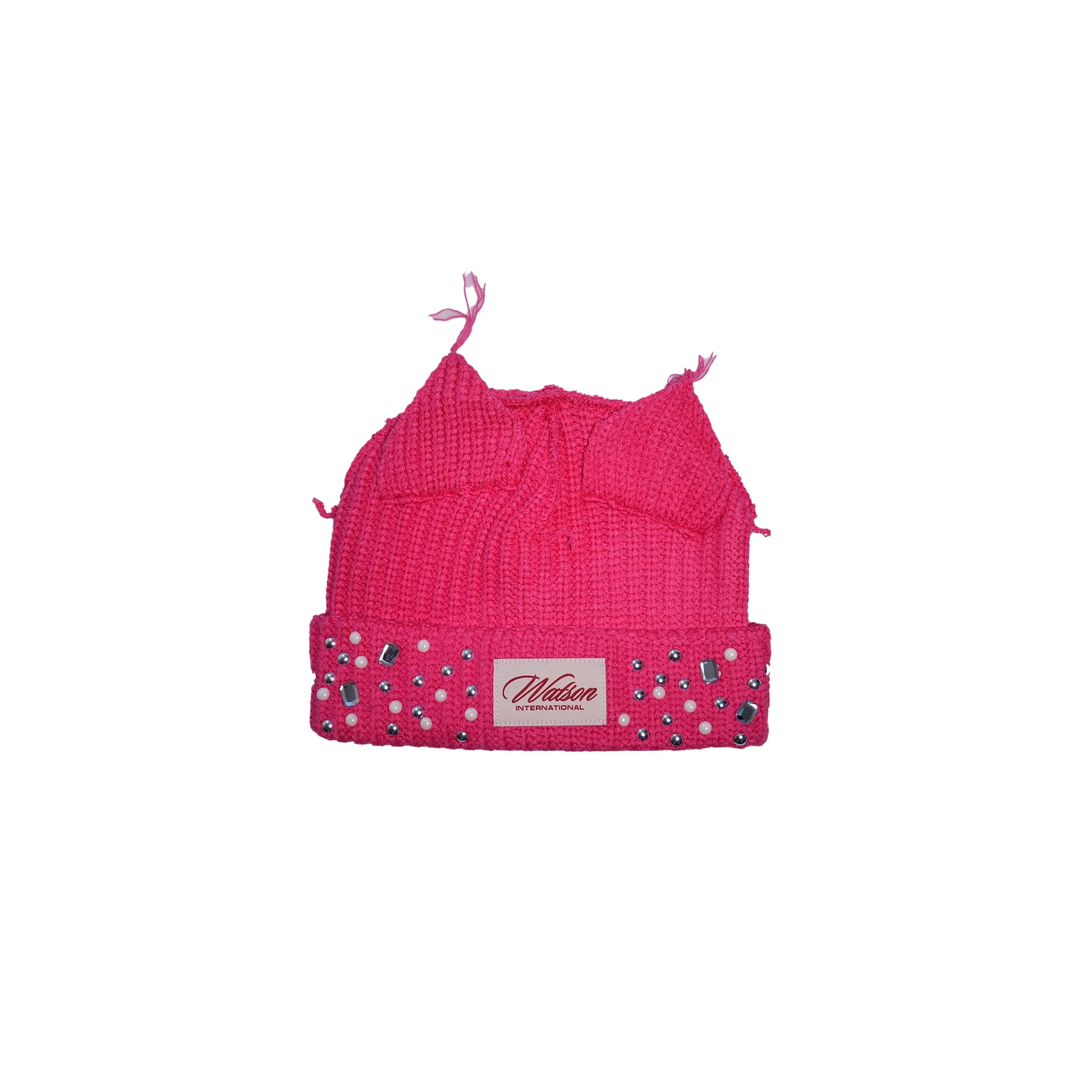 WATSON CAT EARS BEANIE HAT (ROSE RED) - Image 3