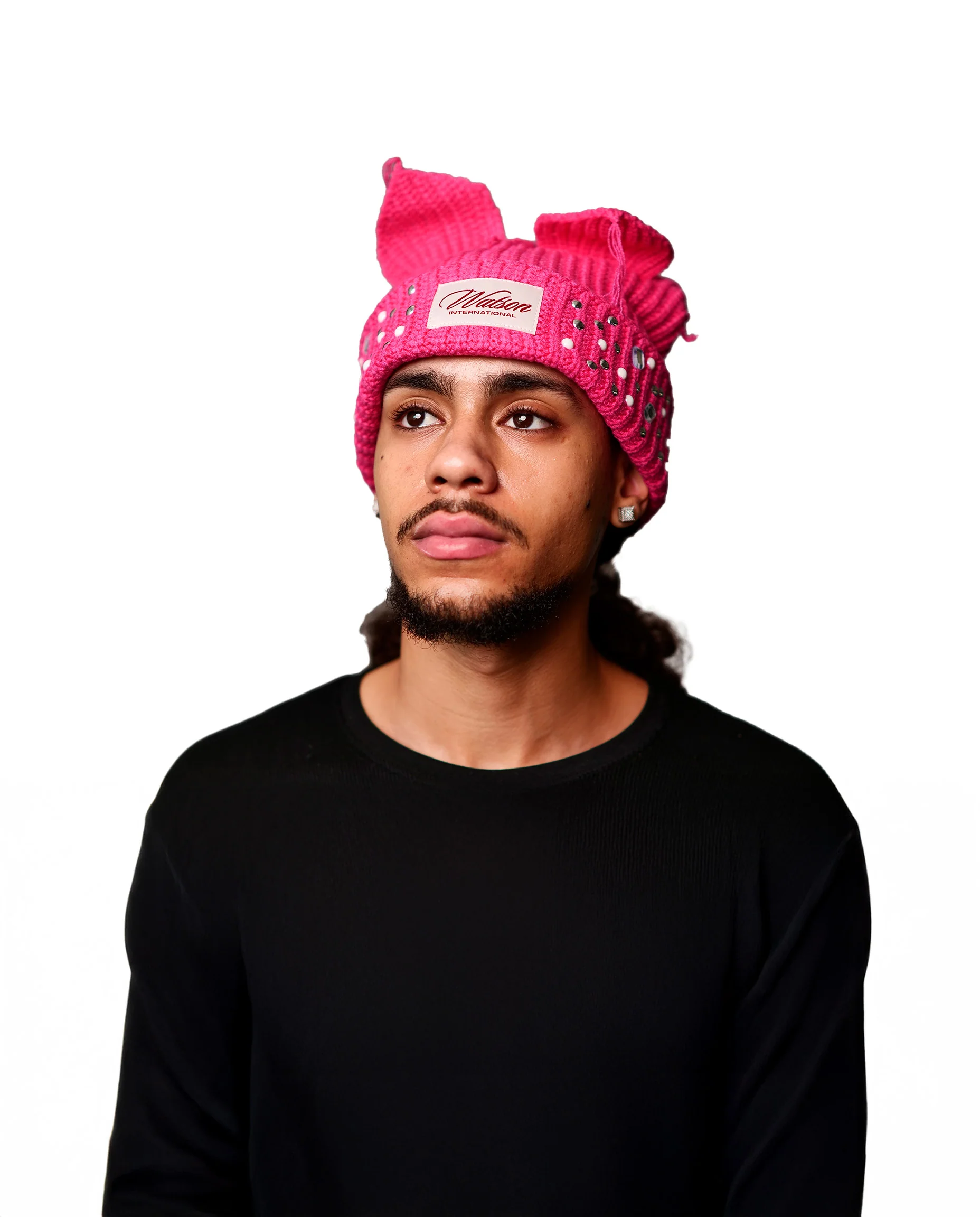 WATSON CAT EARS BEANIE HAT (ROSE RED) - Image 5