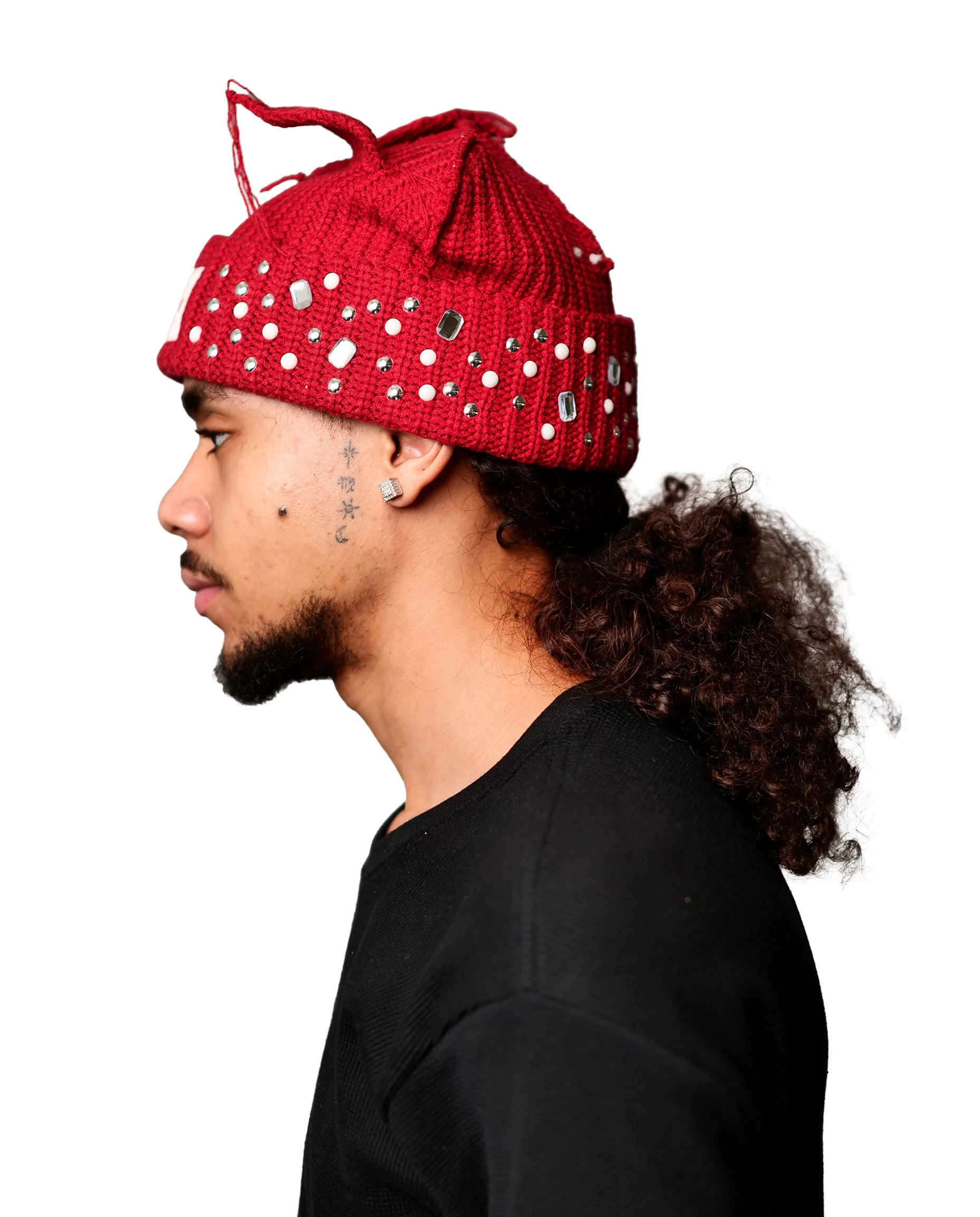 WATSON CAT EARS BEANIE HAT (RED) - Image 5