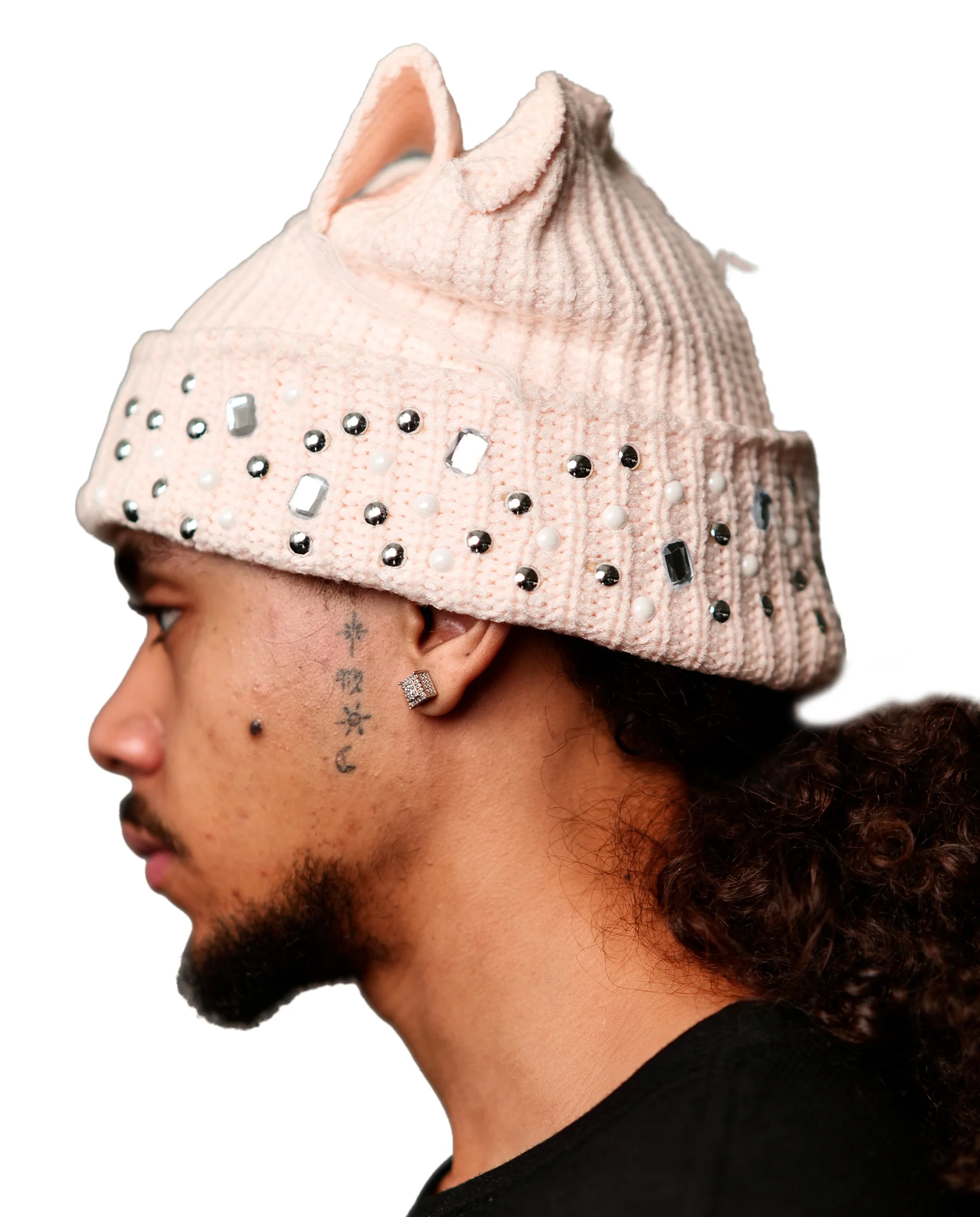 WATSON CAT EARS BEANIE HAT (LIGHT PINK) - Image 2
