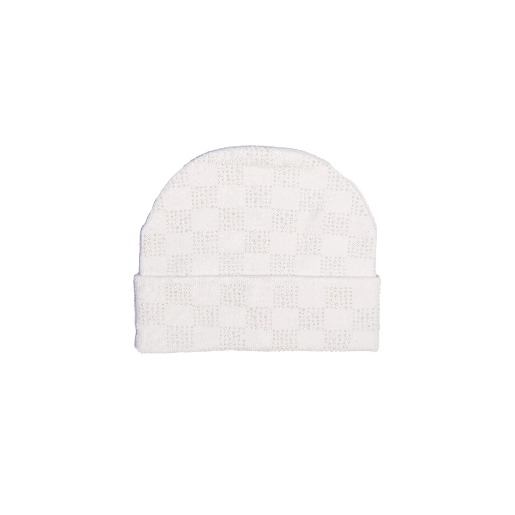 WATSON CHECKERED PEARL BEANIE HAT (BEIGE) - Image 3