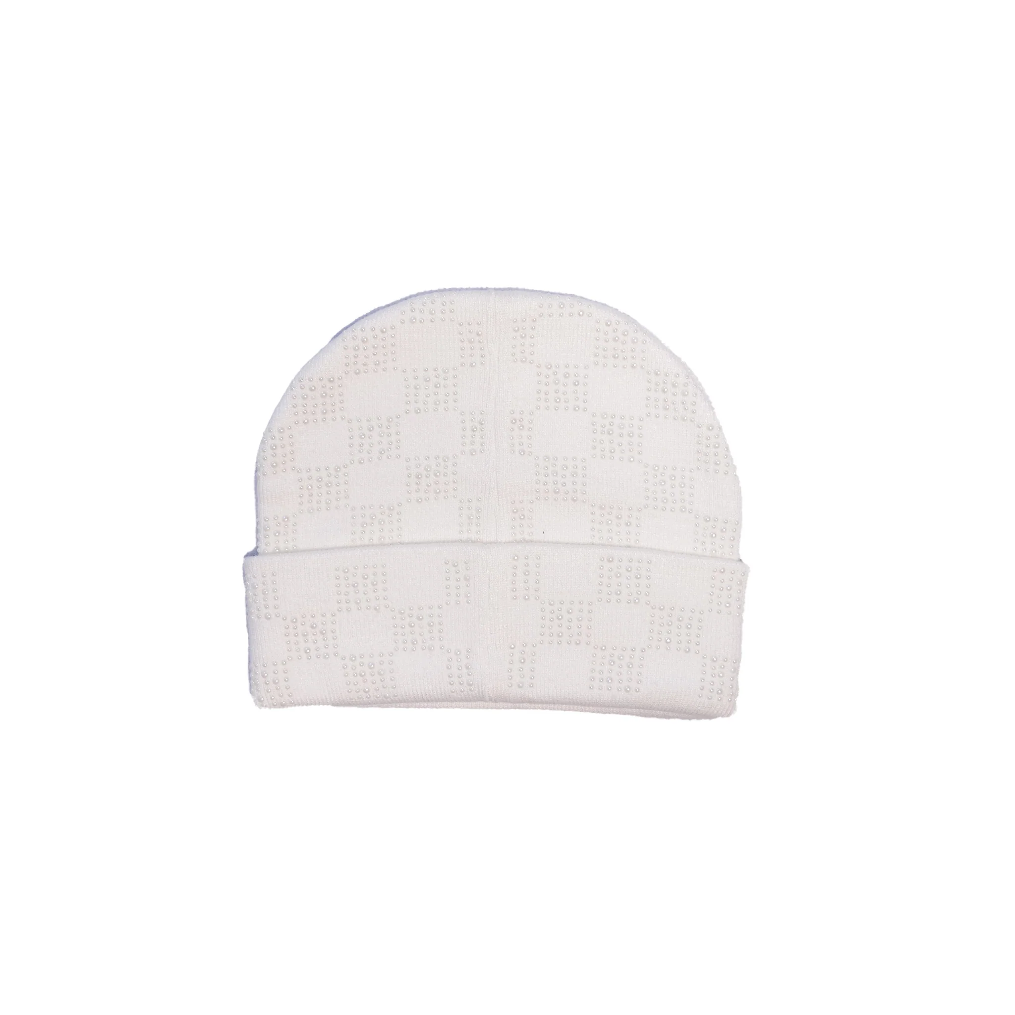 WATSON CHECKERED PEARL BEANIE HAT (BEIGE) - Image 4