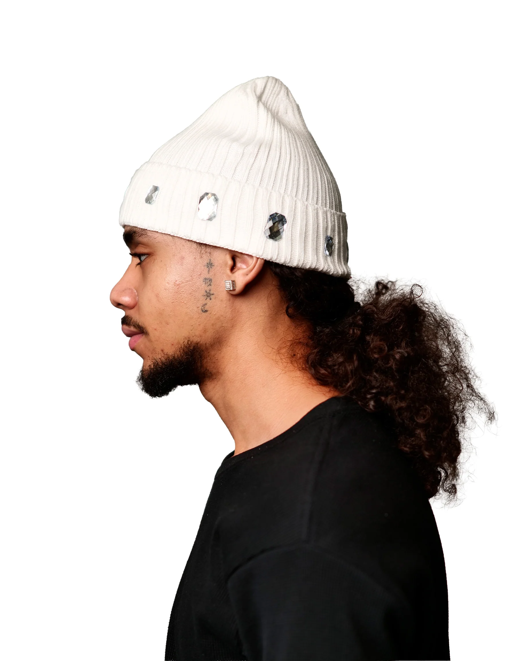 WATSON JEWELED BEANIE HAT (BEIGE) - Image 5