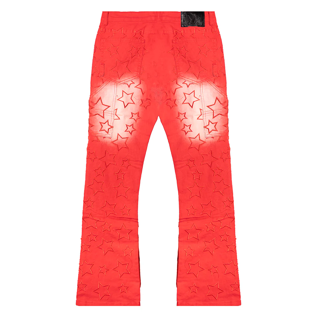 STARS DENIM PANTS (RED) - Image 3