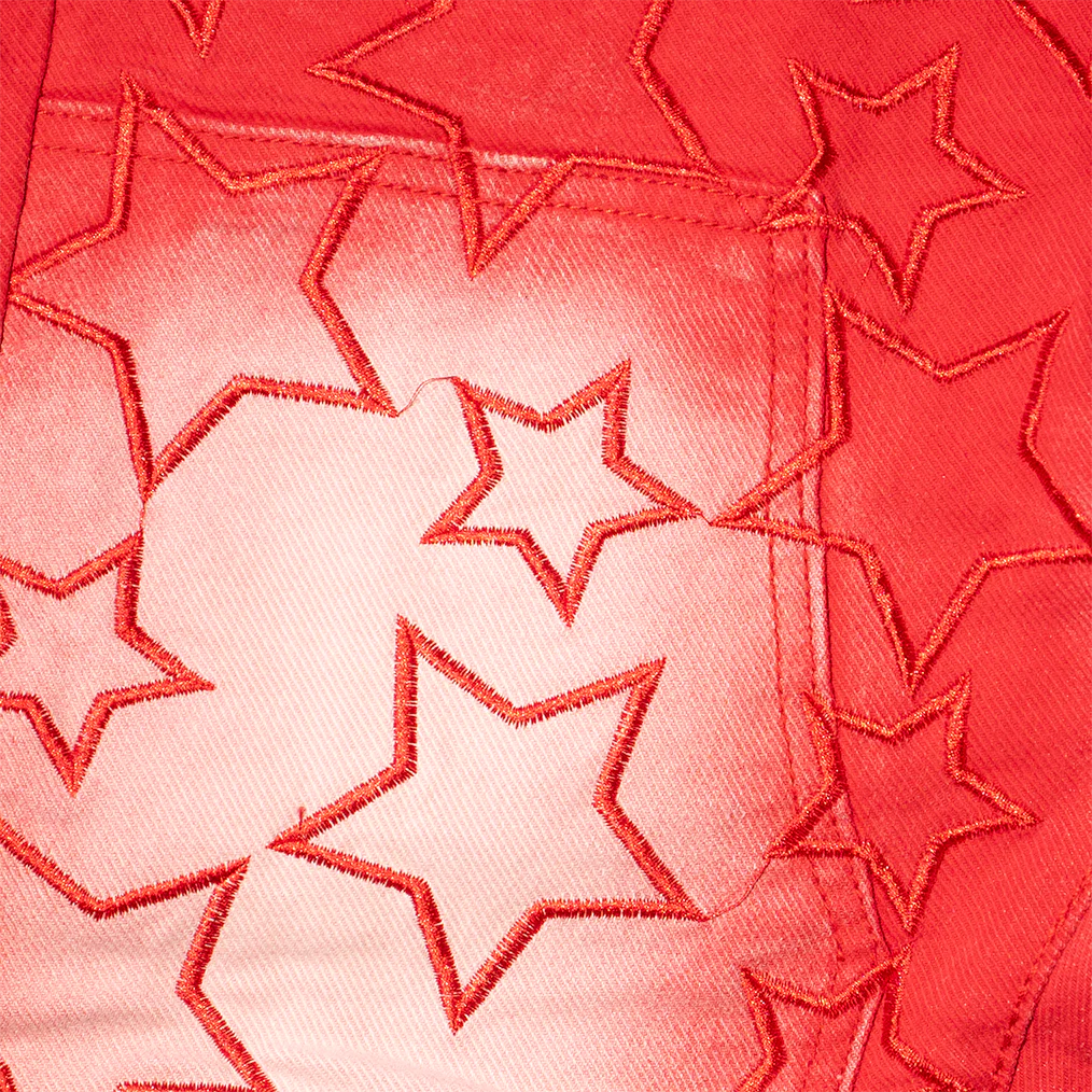 STARS DENIM PANTS (RED) - Image 4
