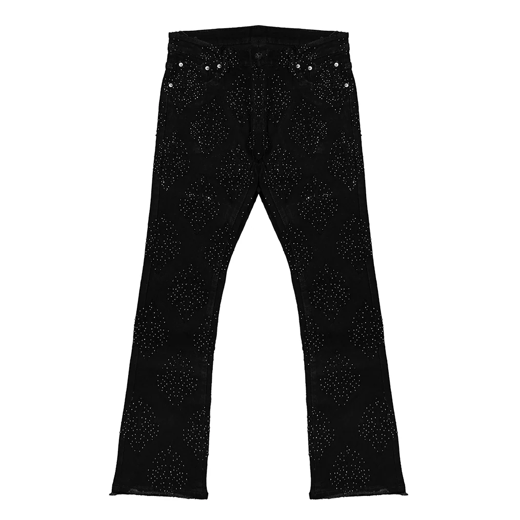 CROSS RHINESTONE DENIM PANTS (BLACK) - Image 2
