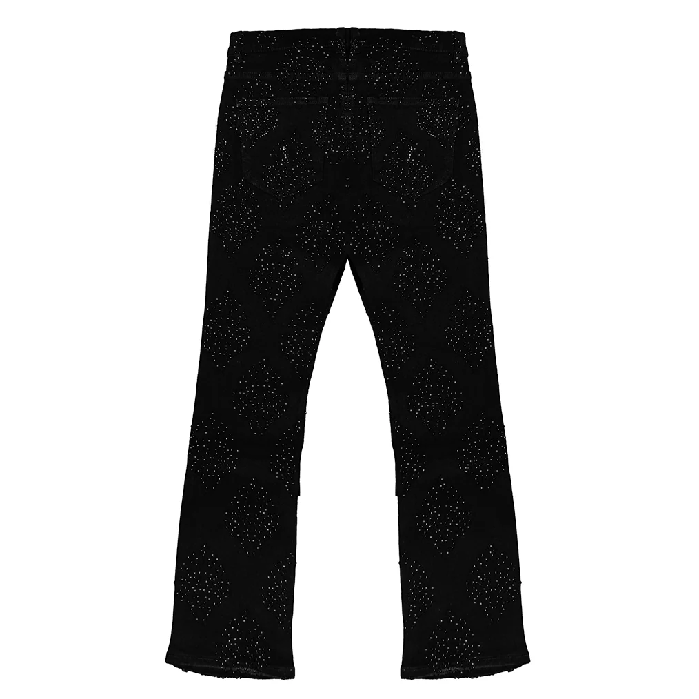 CROSS RHINESTONE DENIM PANTS (BLACK) - Image 3
