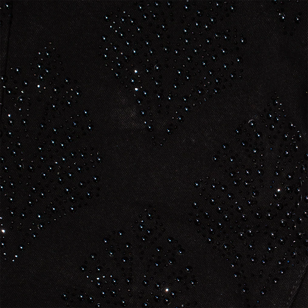 CROSS RHINESTONE DENIM PANTS (BLACK) - Image 4