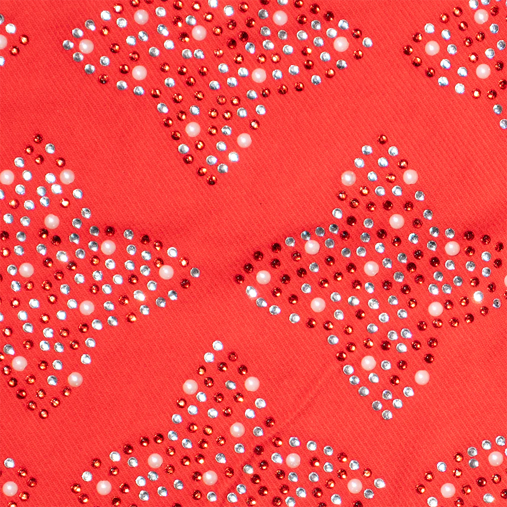 CROSS RHINESTONE DENIM PANTS (RED) - Image 4