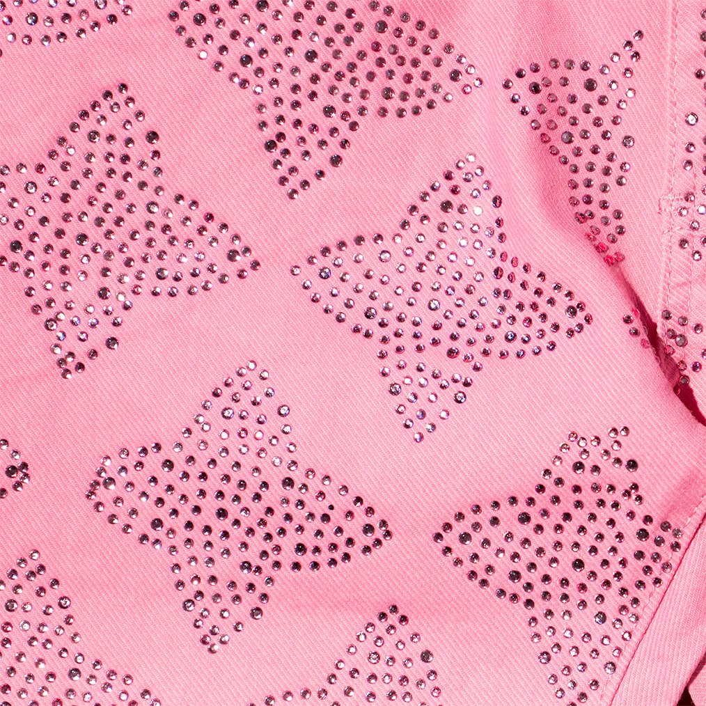 CROSS RHINESTONE STACKED DENIM PANTS (PINK) - Image 4
