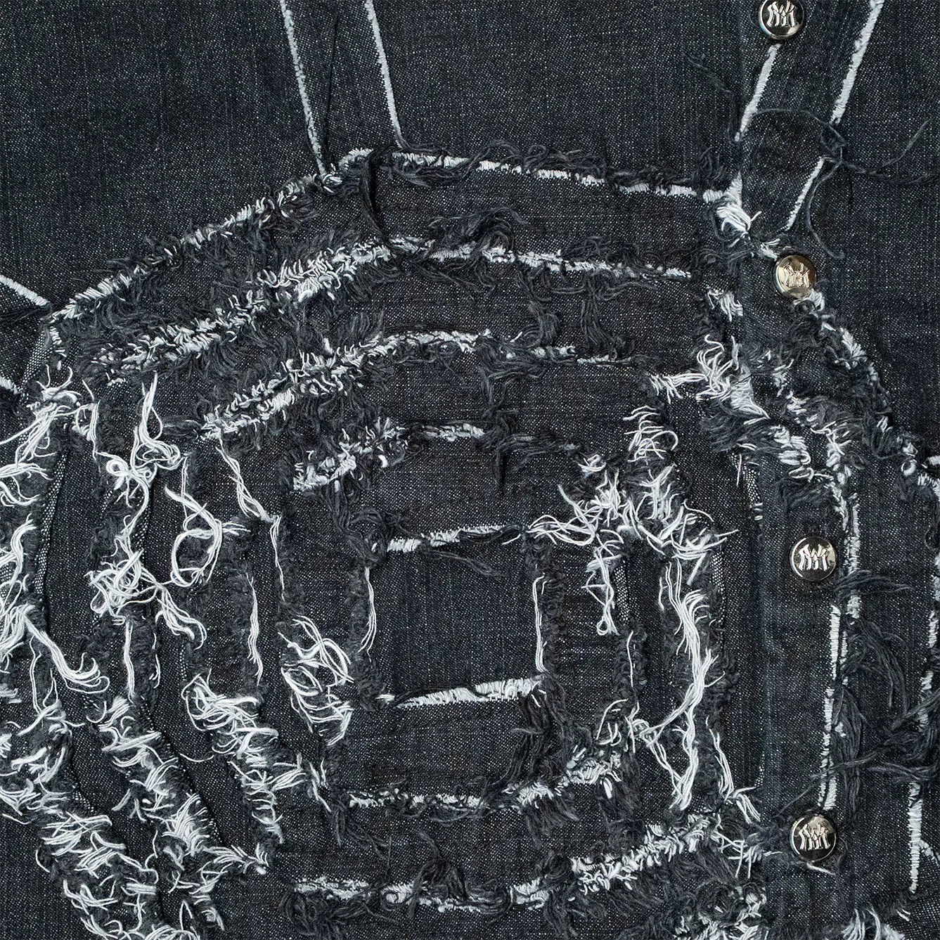DENIM SPIDERWEB S/S BUTTON UP SHIRT (BLACK) - Image 3