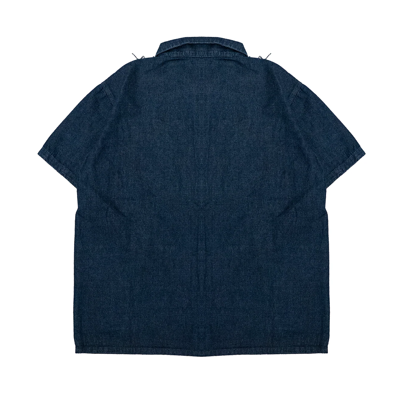 DENIM SPIDERWEB S/S BUTTON UP SHIRT (BLUE) - Image 2