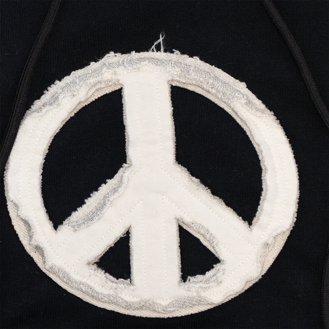 PEACE APPLIQUE HOODIE (BLACK) - Image 3