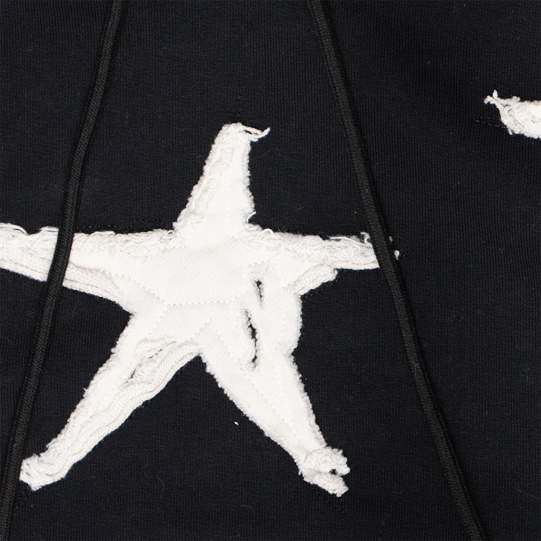 STAR APPLIQUE HOODIE (BLACK) - Image 3