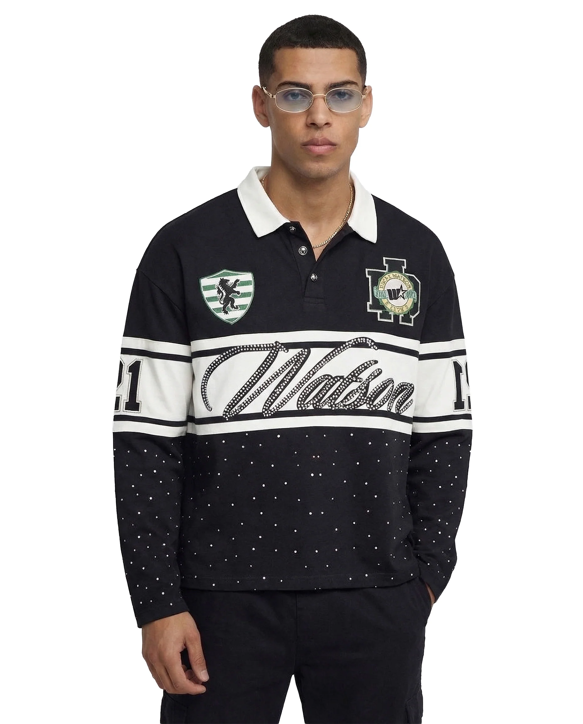 PEARL RUGBY DIVISION LONG SLEEVE RUGBY POLO (BLACK) - Image 3
