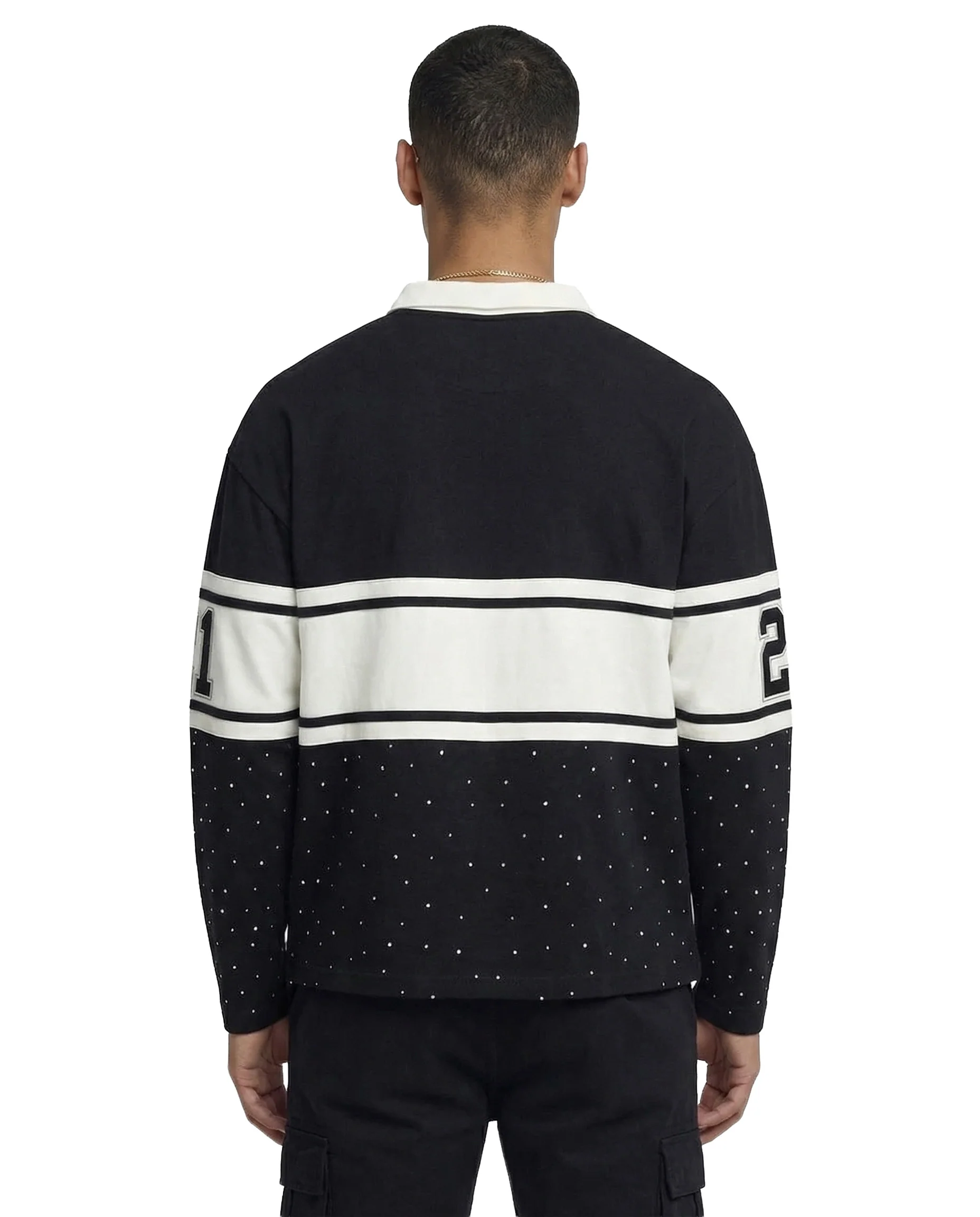 PEARL RUGBY DIVISION LONG SLEEVE RUGBY POLO (BLACK) - Image 4