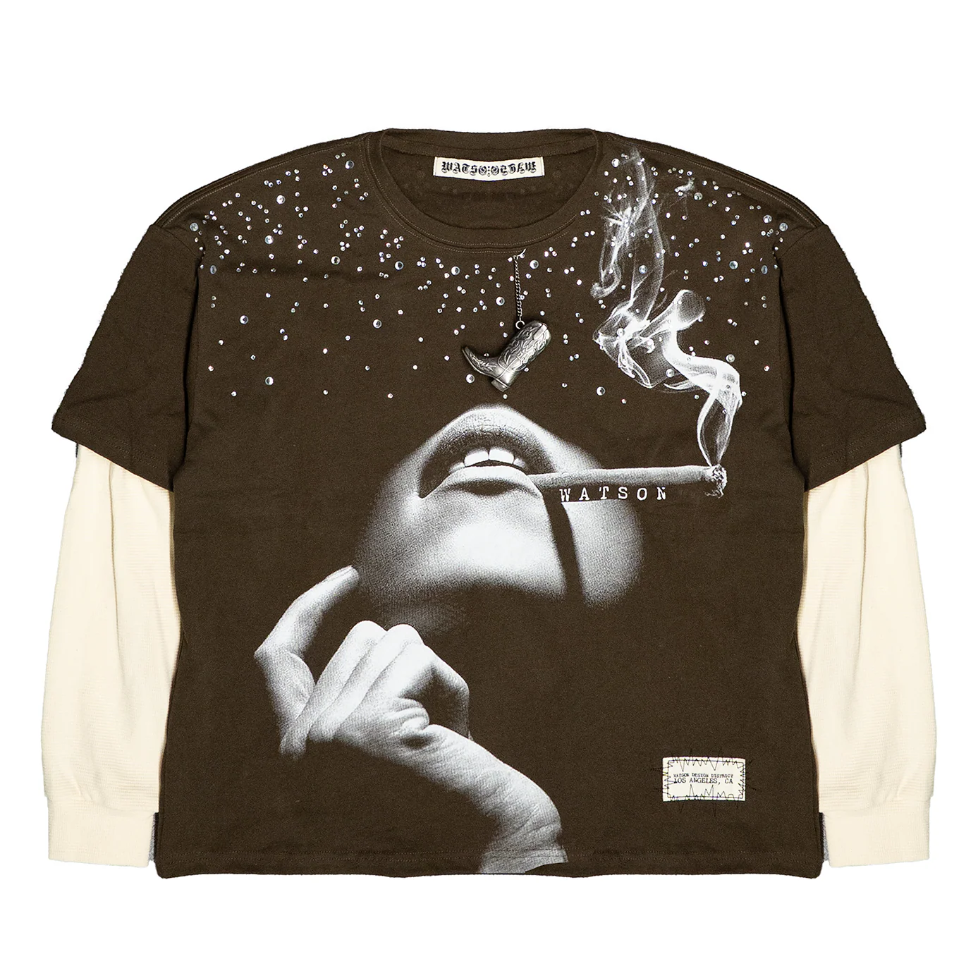 FREE SMOKE LONGSLEEVE T-SHIRT (BROWN) - Image 2