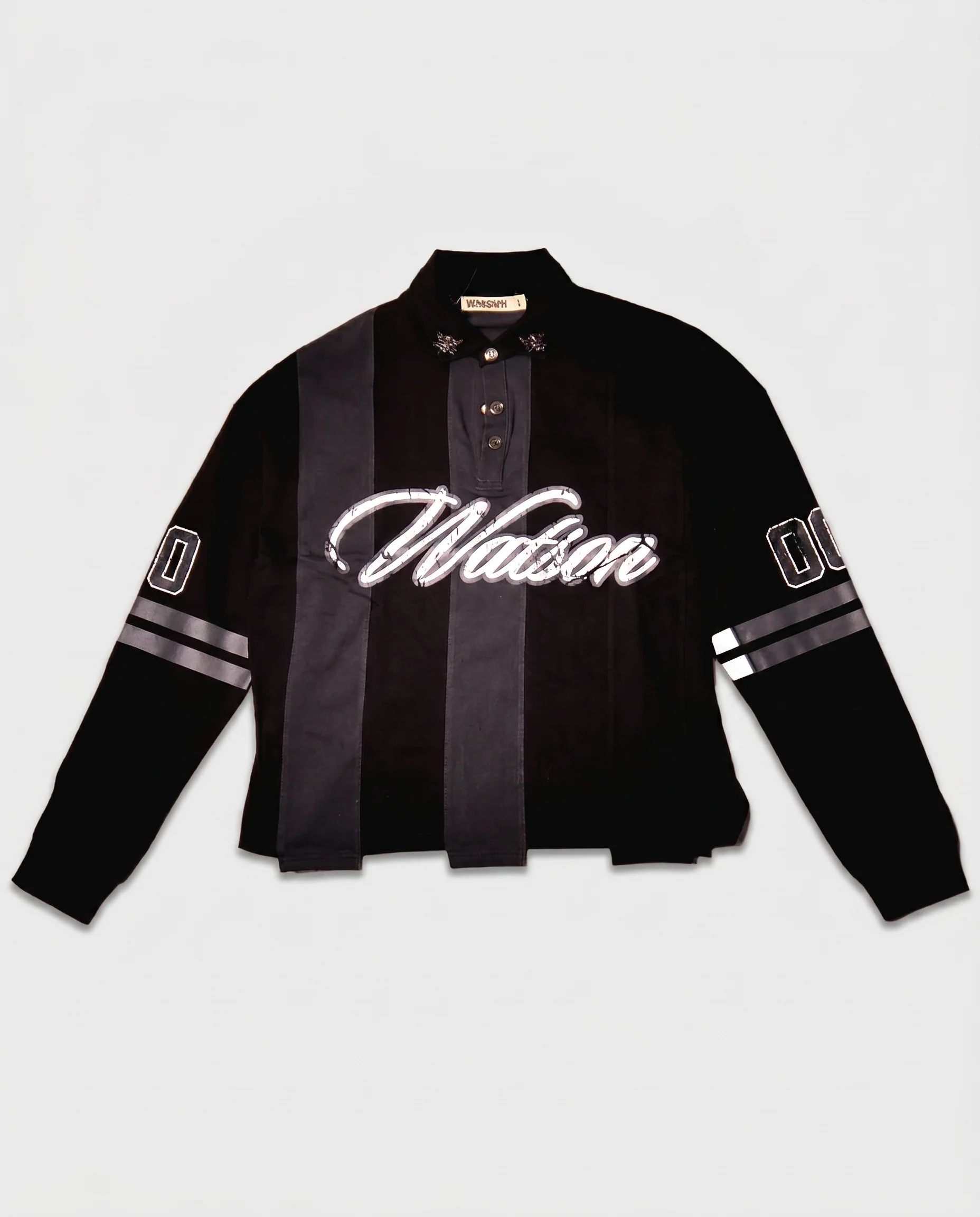 WATSON MULTI SPLIT LONG SLEEVE POLO (BLACK)