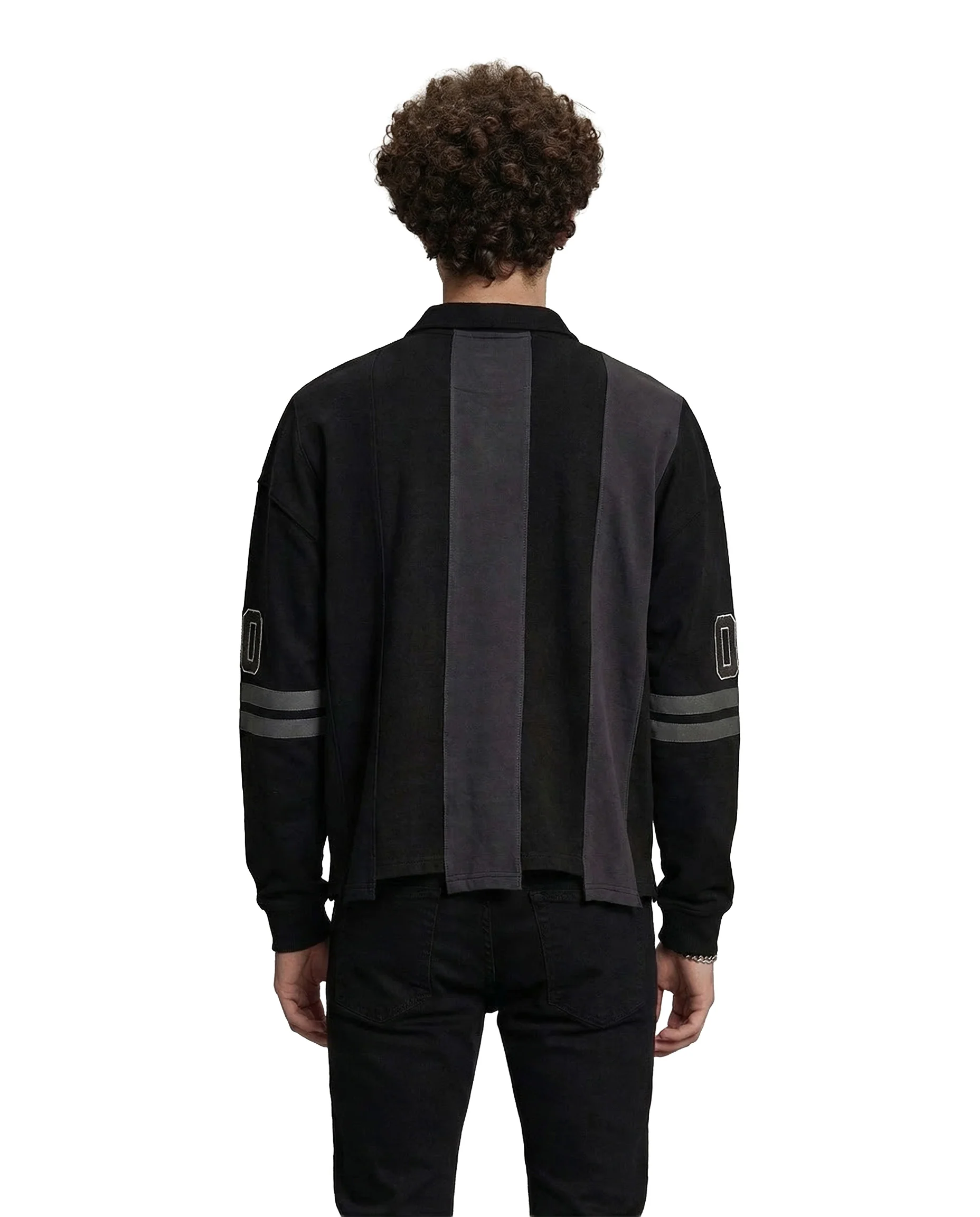 WATSON MULTI SPLIT LONG SLEEVE POLO (BLACK) - Image 3