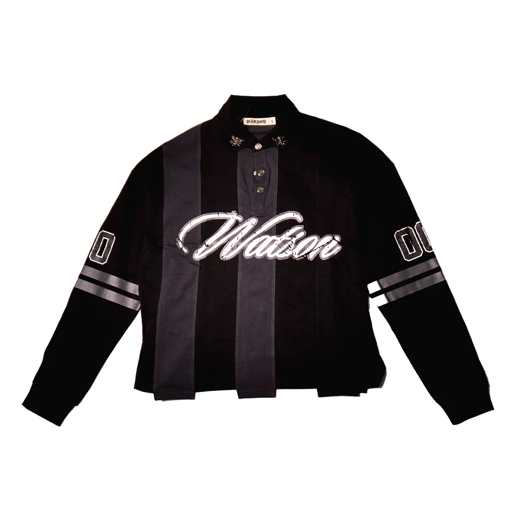 WATSON MULTI SPLIT LONG SLEEVE POLO (BLACK) - Image 4