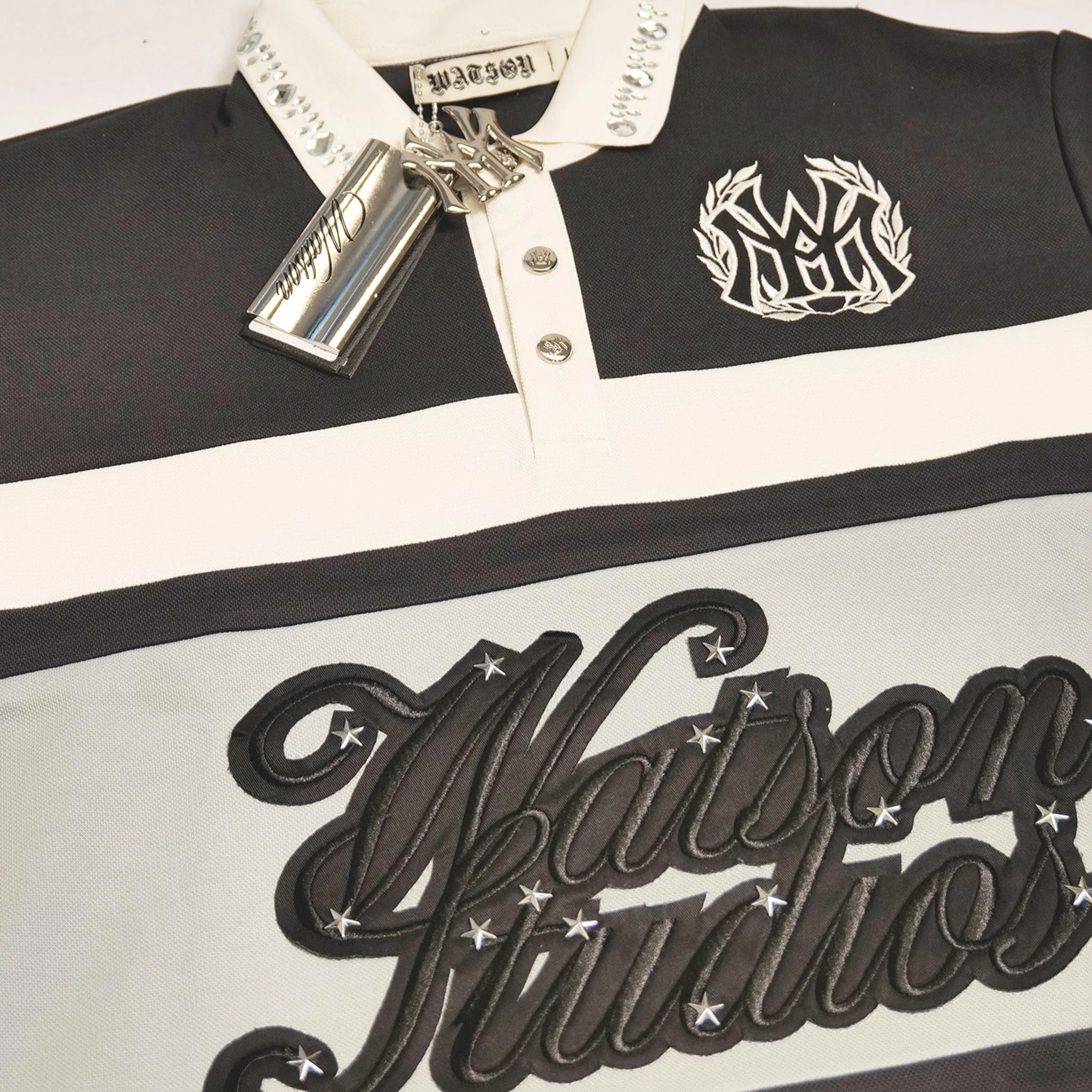 WATSON STUDIOS STAR EMBELLISHED POLO (GRAY) - Image 5