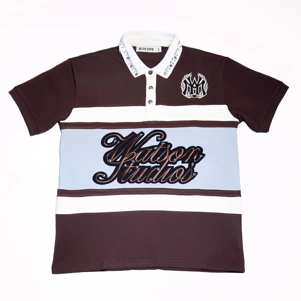 WATSON STUDIOS STAR EMBELLISHED POLO (BROWN) - Image 4
