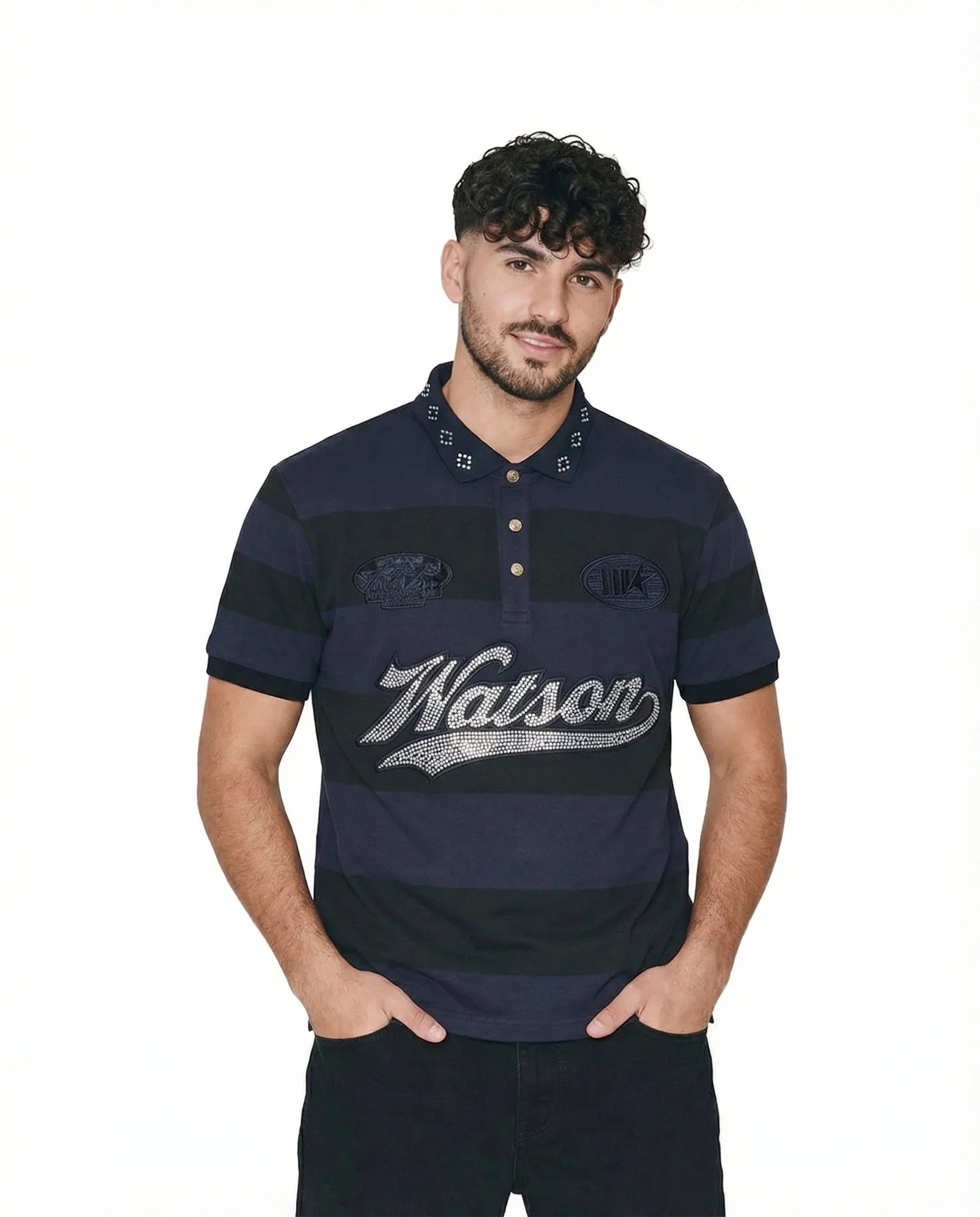 WATSON RUGBY POLO (BLACK/CHARCOAL) - Image 3
