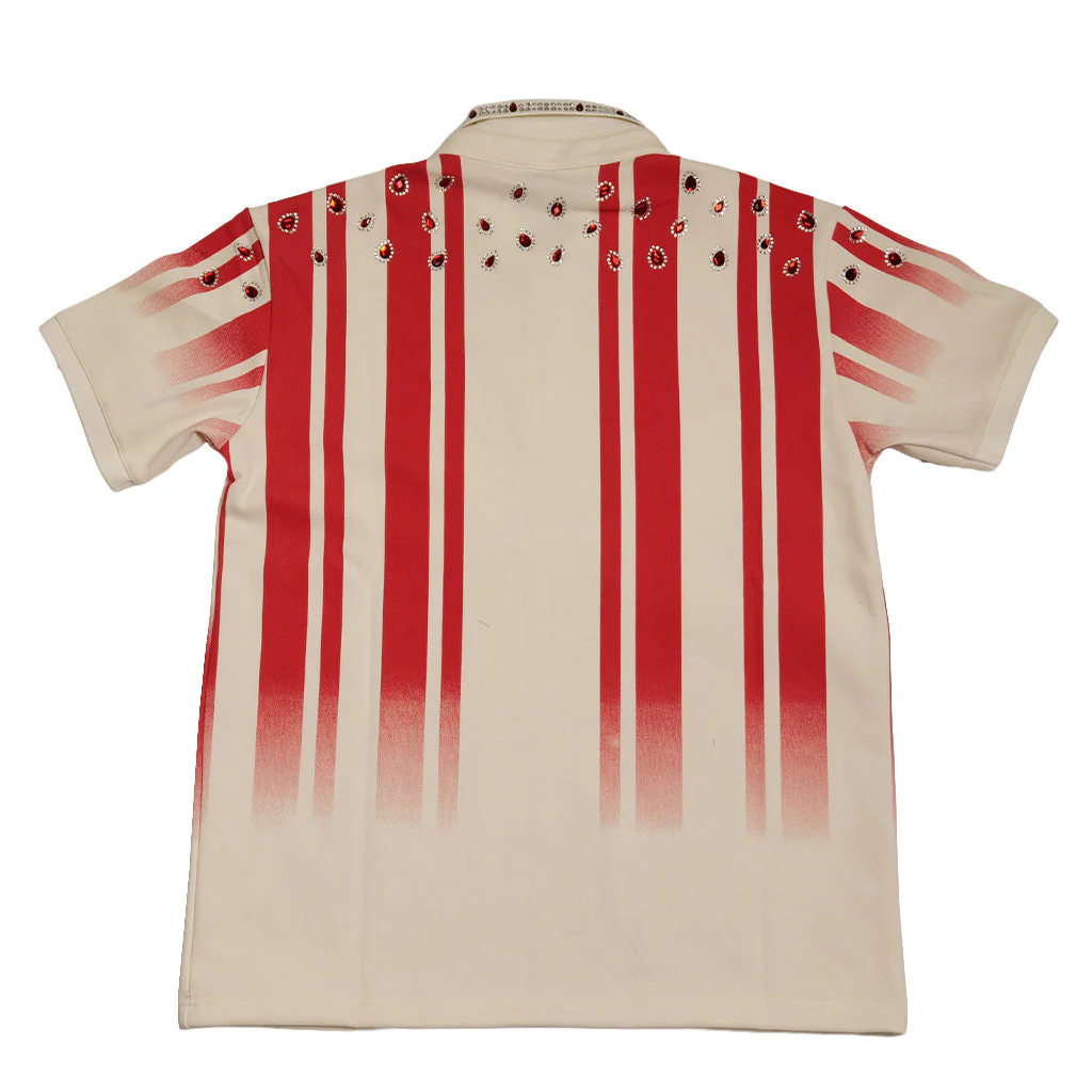 WATSON RED RUBY STRIPES RUGBY POLO (CREAM) - Image 5