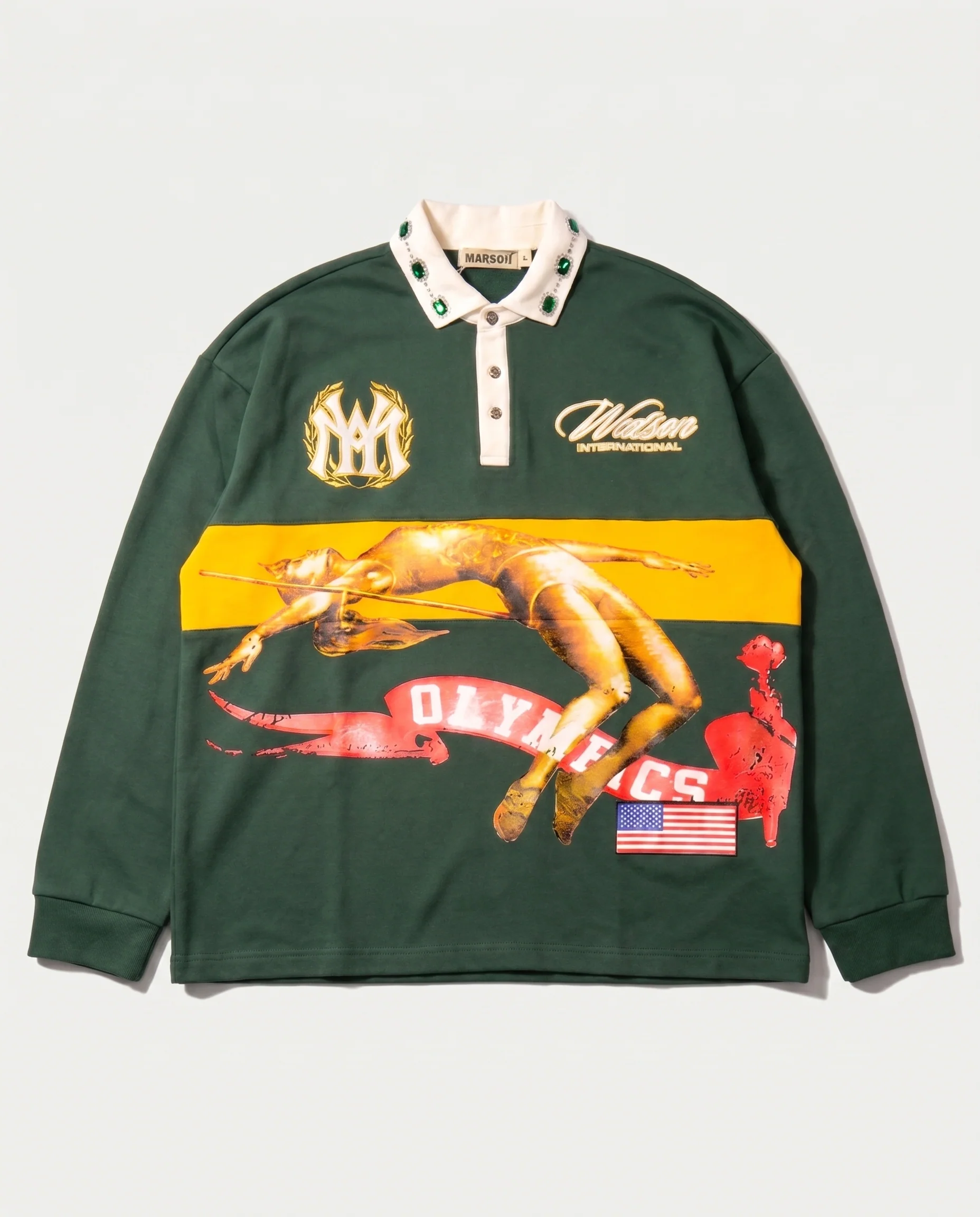 WATSON OLYMPICS LONGSLEEVE RUGBY POLO (GREEN)