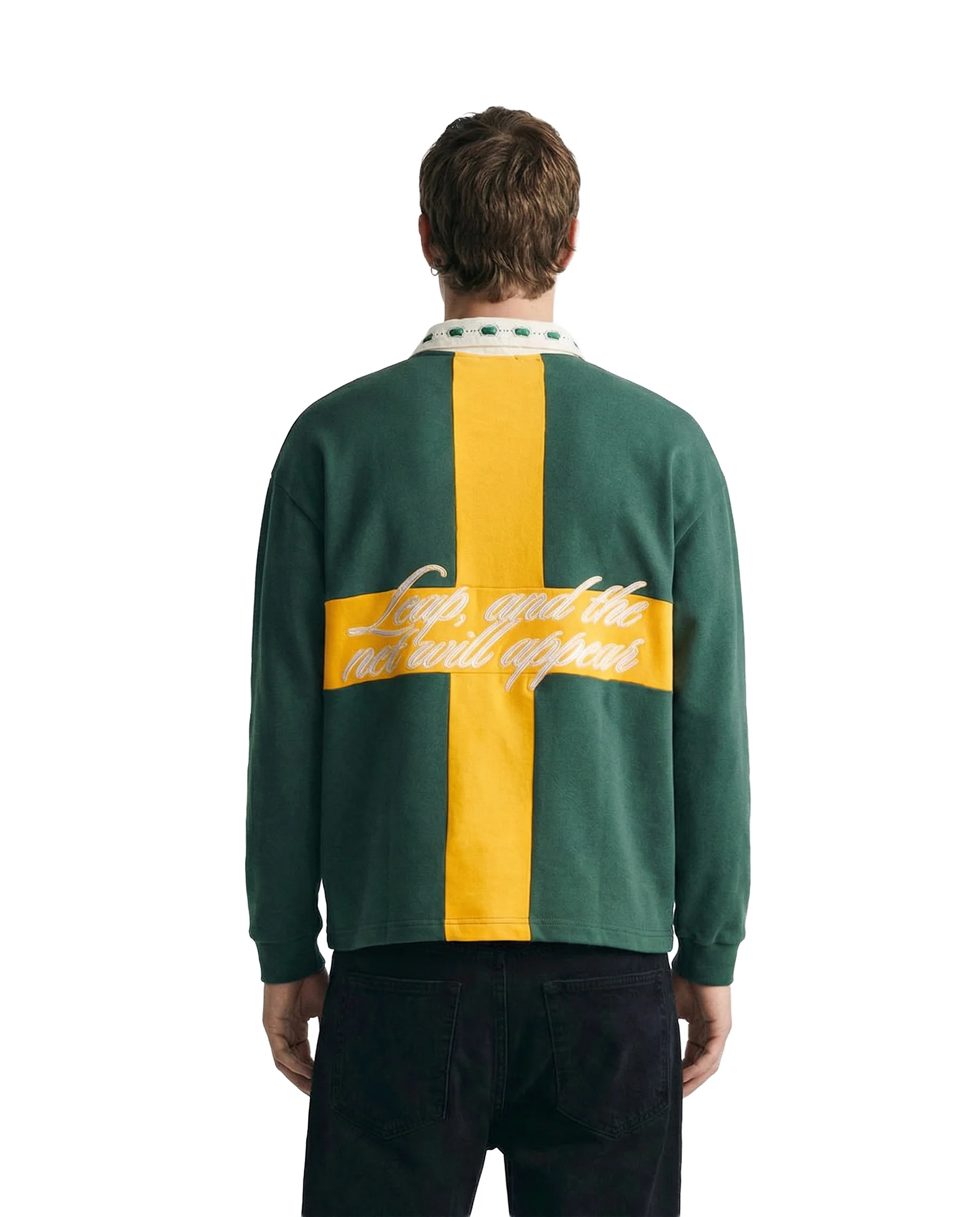 WATSON OLYMPICS LONGSLEEVE RUGBY POLO (GREEN) - Image 3