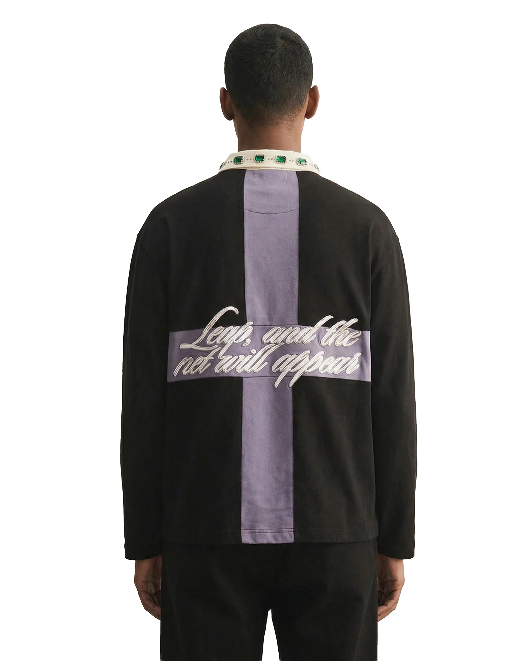 WATSON OLYMPICS LEAP LONGSLEEVE RUGBY POLO (BLACK) - Image 3