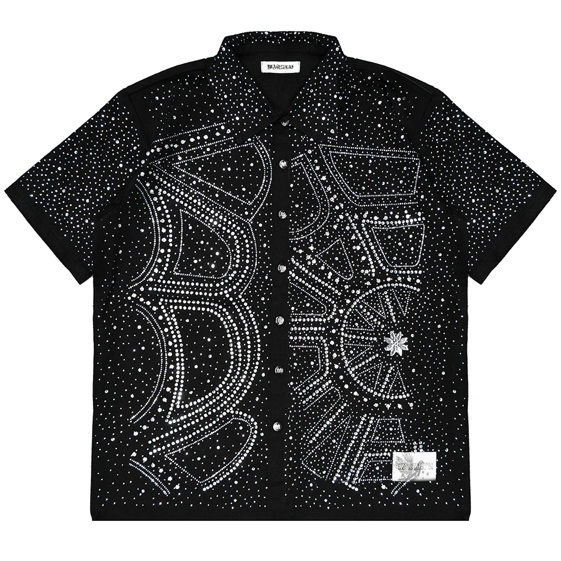 SPIDER WEB CRYSTAL WORK SHIRT (BLACK)