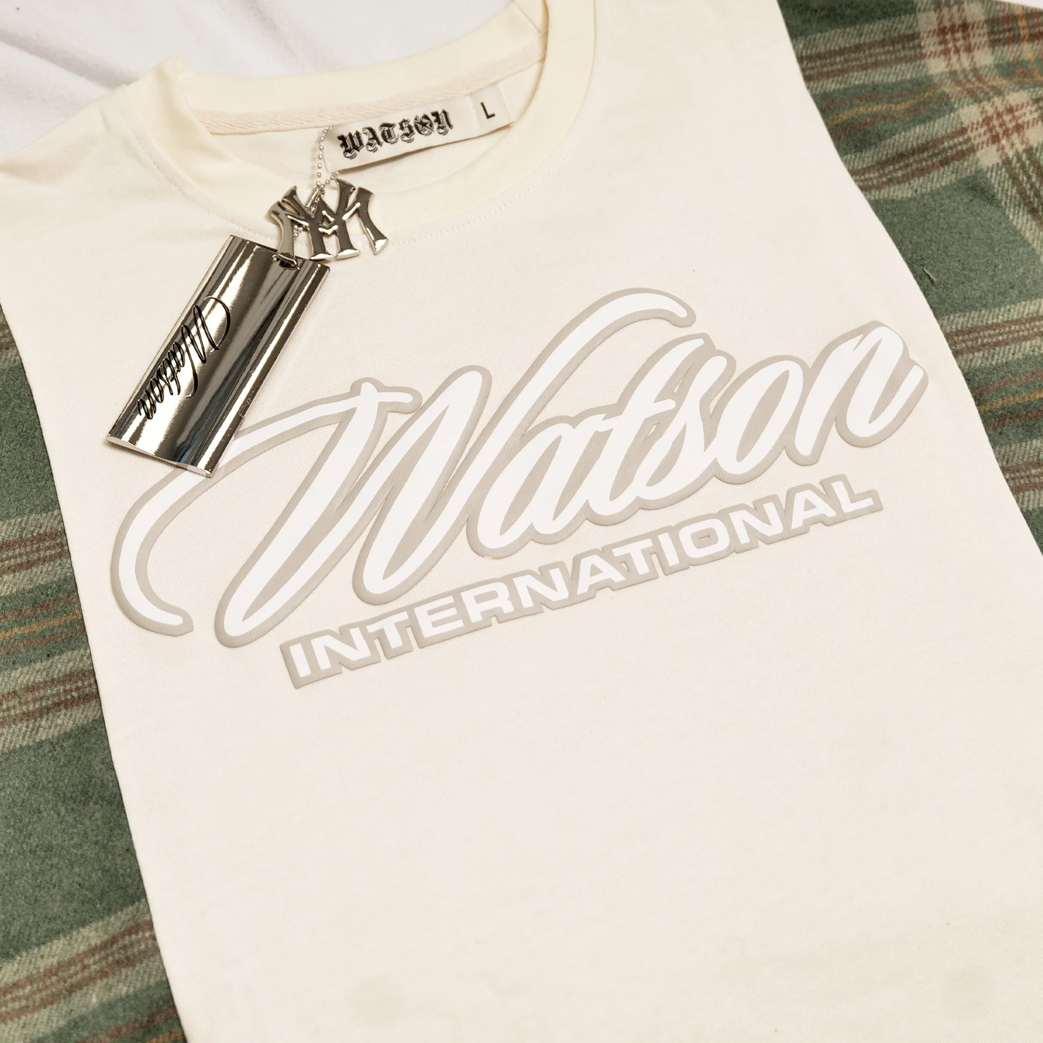 WATSON UPCYCLED T-SHIRT FLANNEL (CREAM) - Image 4