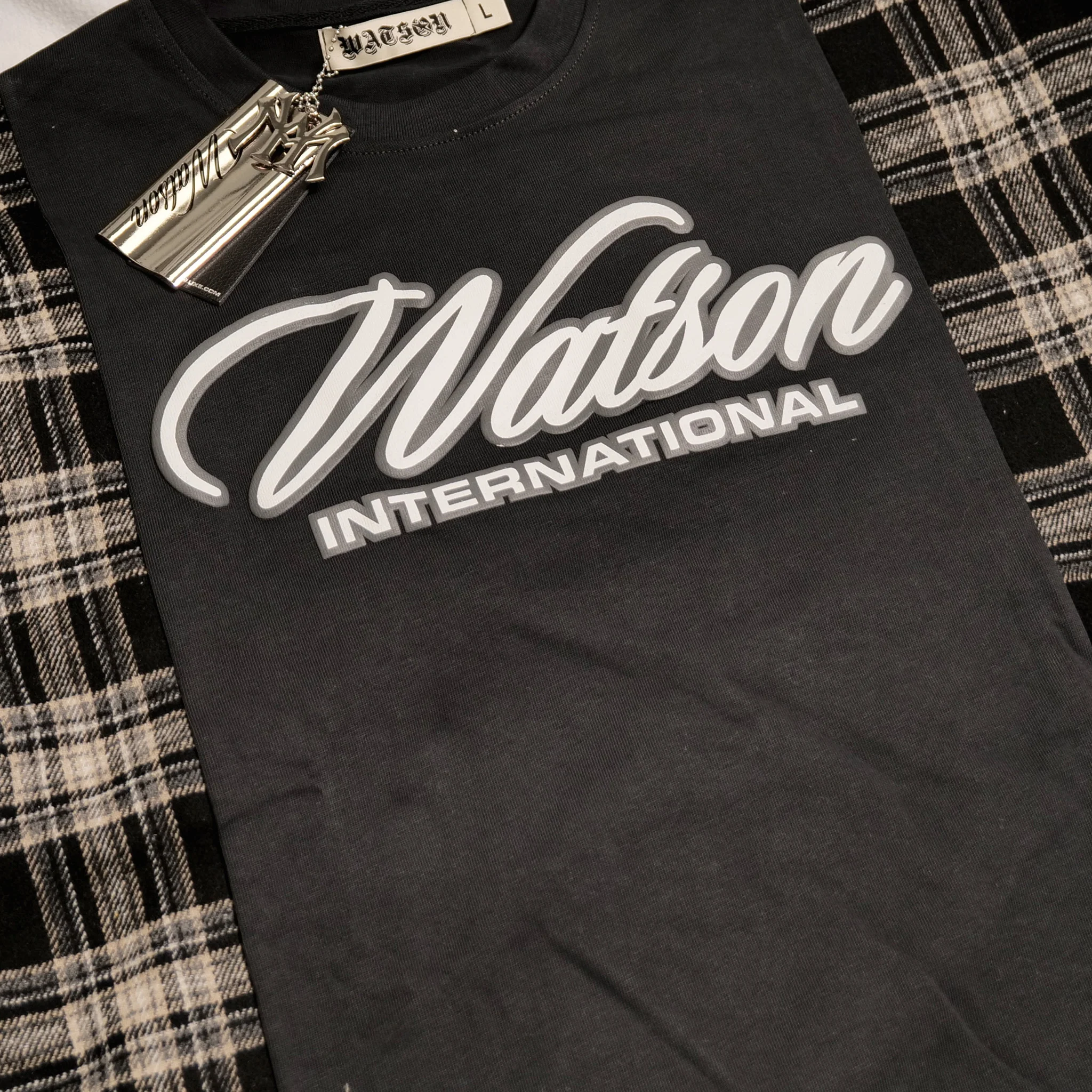 WATSON UPCYCLED T-SHIRT FLANNEL (CHARCOAL) - Image 4