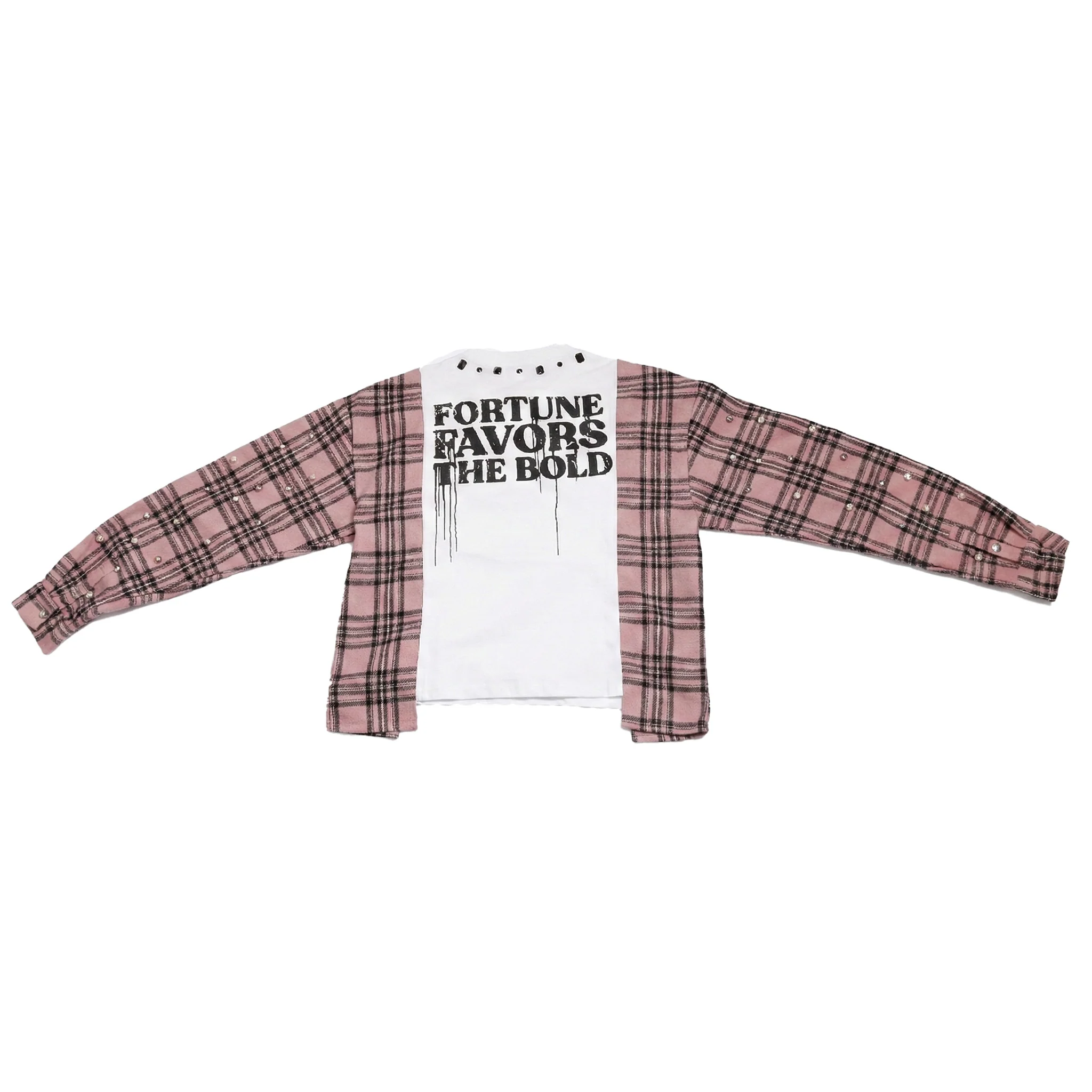 WATSON FORTUNE FAVORS THE BOLD UPCYCLED T-SHIRT FLANNEL (CORAL/BLACK) - Image 2