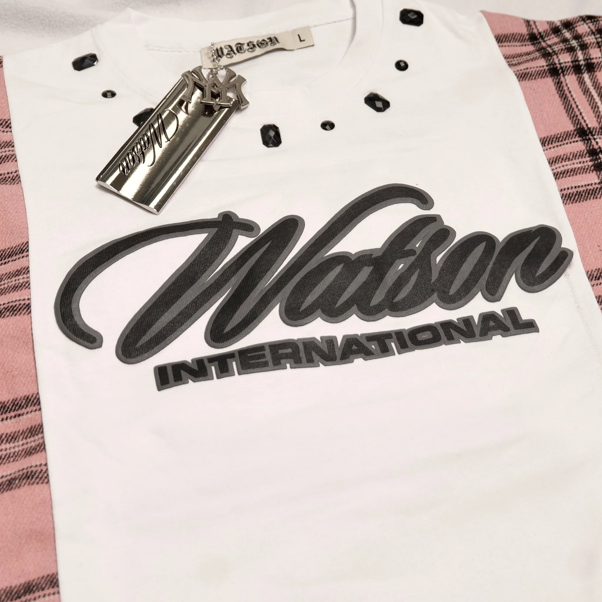 WATSON FORTUNE FAVORS THE BOLD UPCYCLED T-SHIRT FLANNEL (CORAL/BLACK) - Image 5
