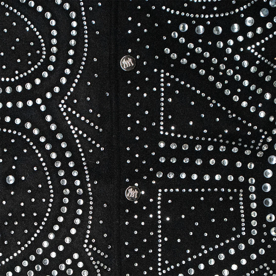 SPIDERWEB CRYSTAL VARSITY JACKET (BLACK) - Image 3