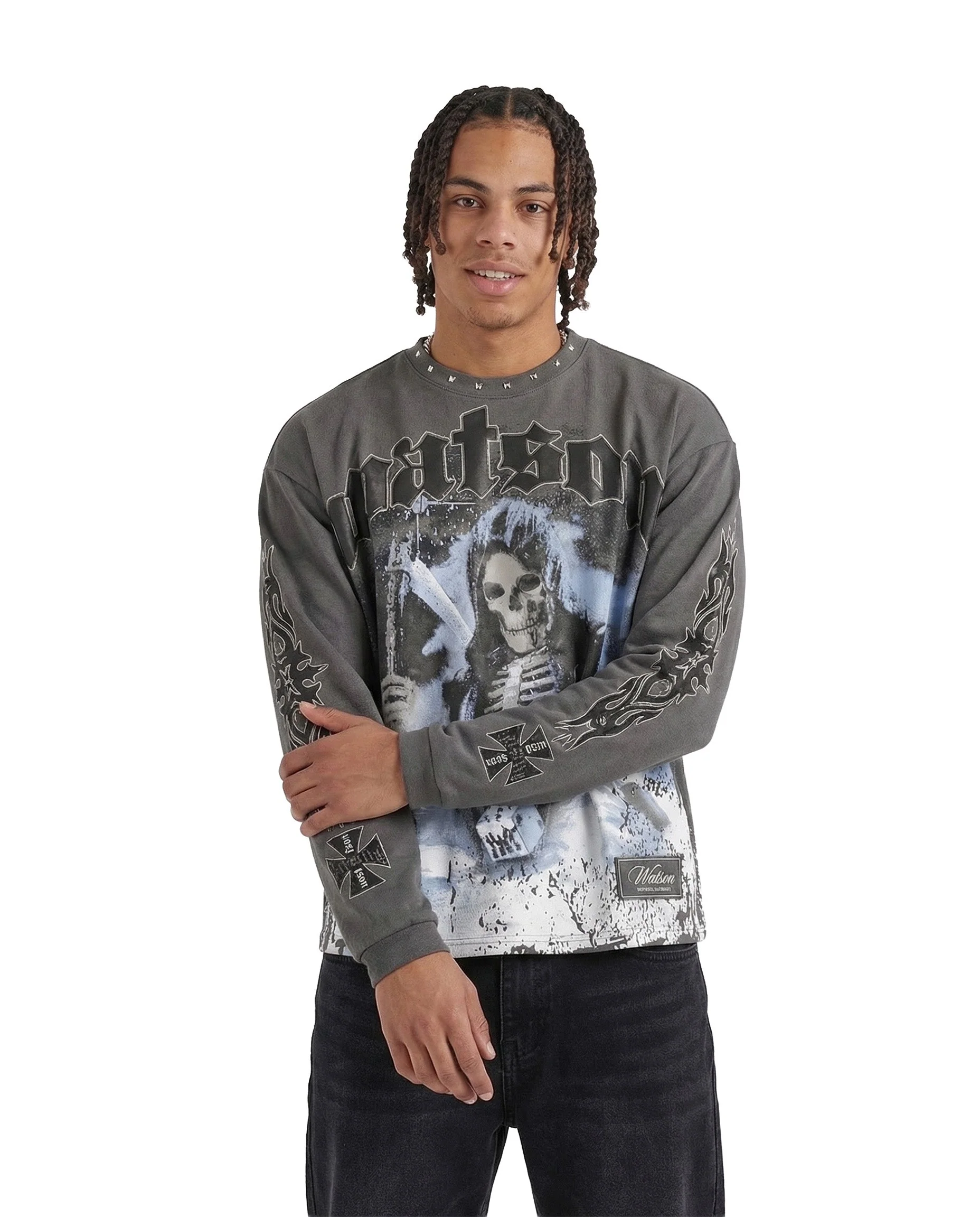 WATSON TAKE A CHANCE ON LIFE LONGSLEEVE T-SHIRT (GREY) - Image 2